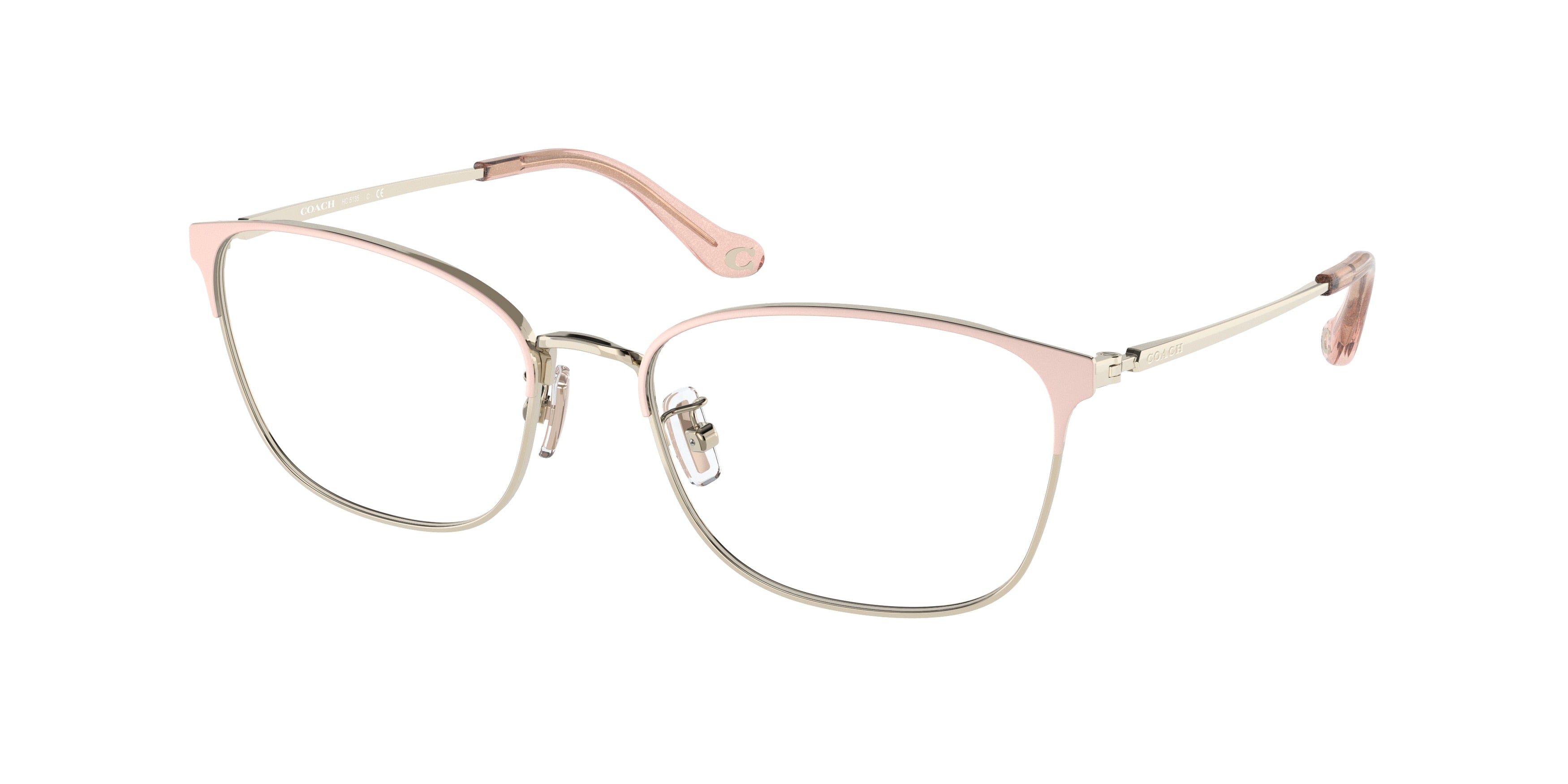 Coach HC5135 Rectangle Eyeglasses  9350-Satin Pink / Light Gold 55-140-17 - Color Map Pink