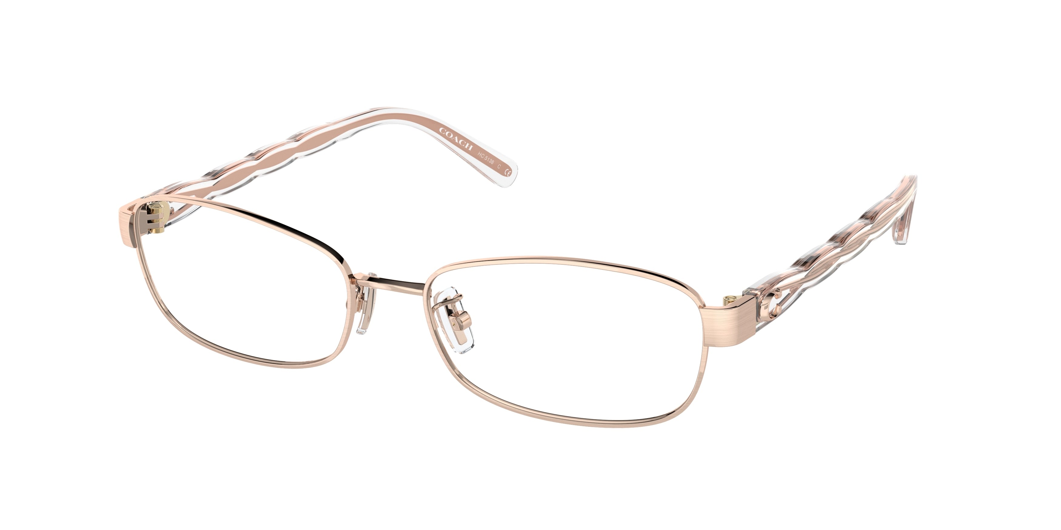 Coach HC5138 Rectangle Eyeglasses  9406-Brushed Rose Gold 55-140-17 - Color Map Pink