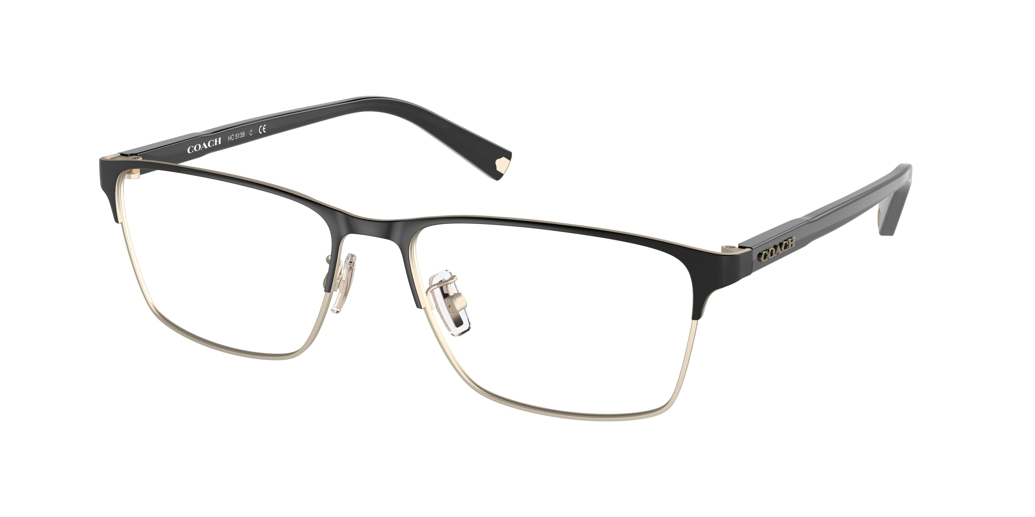 Coach HC5139 Rectangle Eyeglasses  9346-Satin Black 57-145-17 - Color Map Black