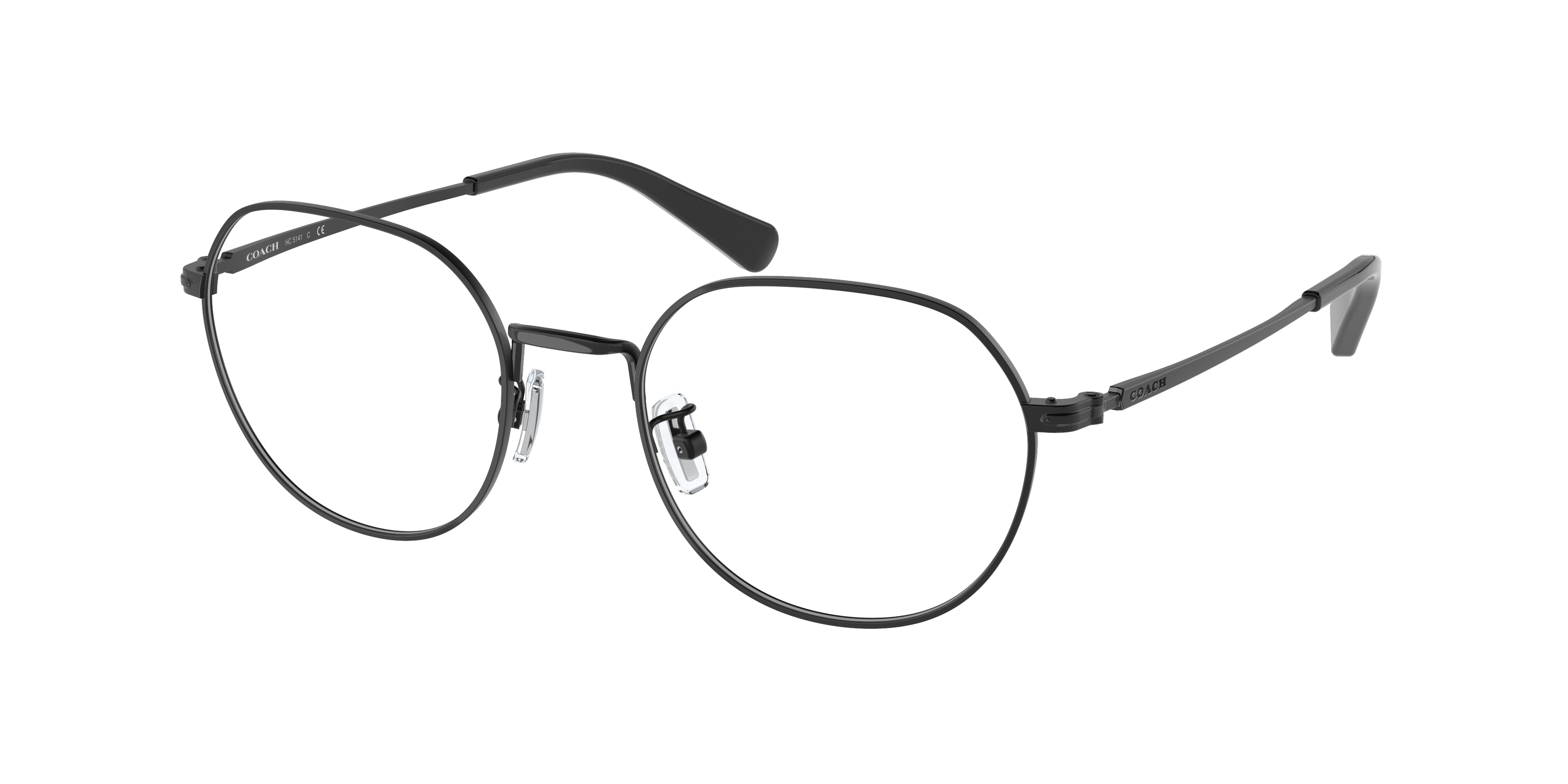 Coach HC5141 Round Eyeglasses  9393-Satin Black 52-145-20 - Color Map Black