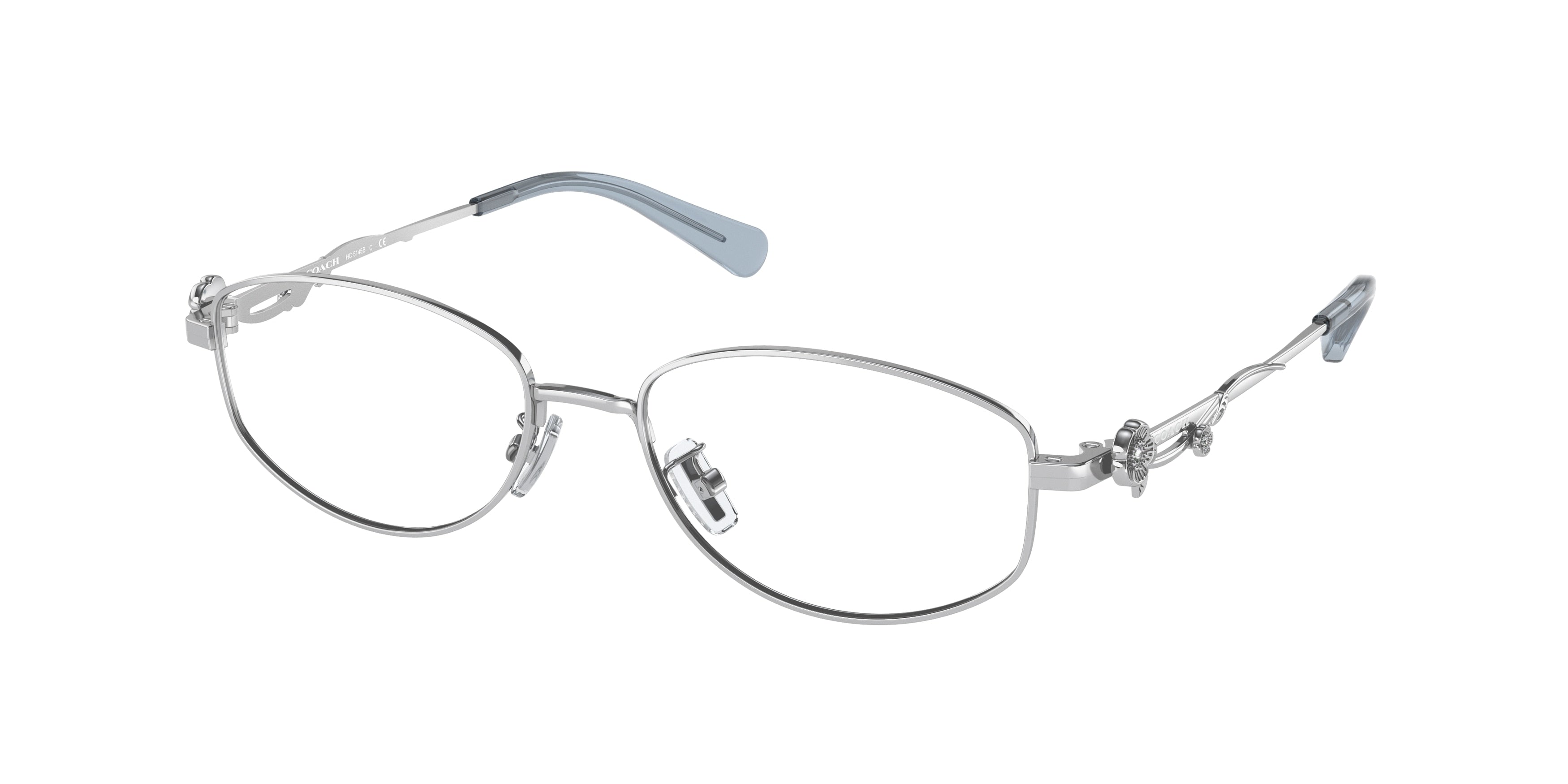 Coach HC5145B Oval Eyeglasses  9001-Shiny Silver 51-140-17 - Color Map Silver