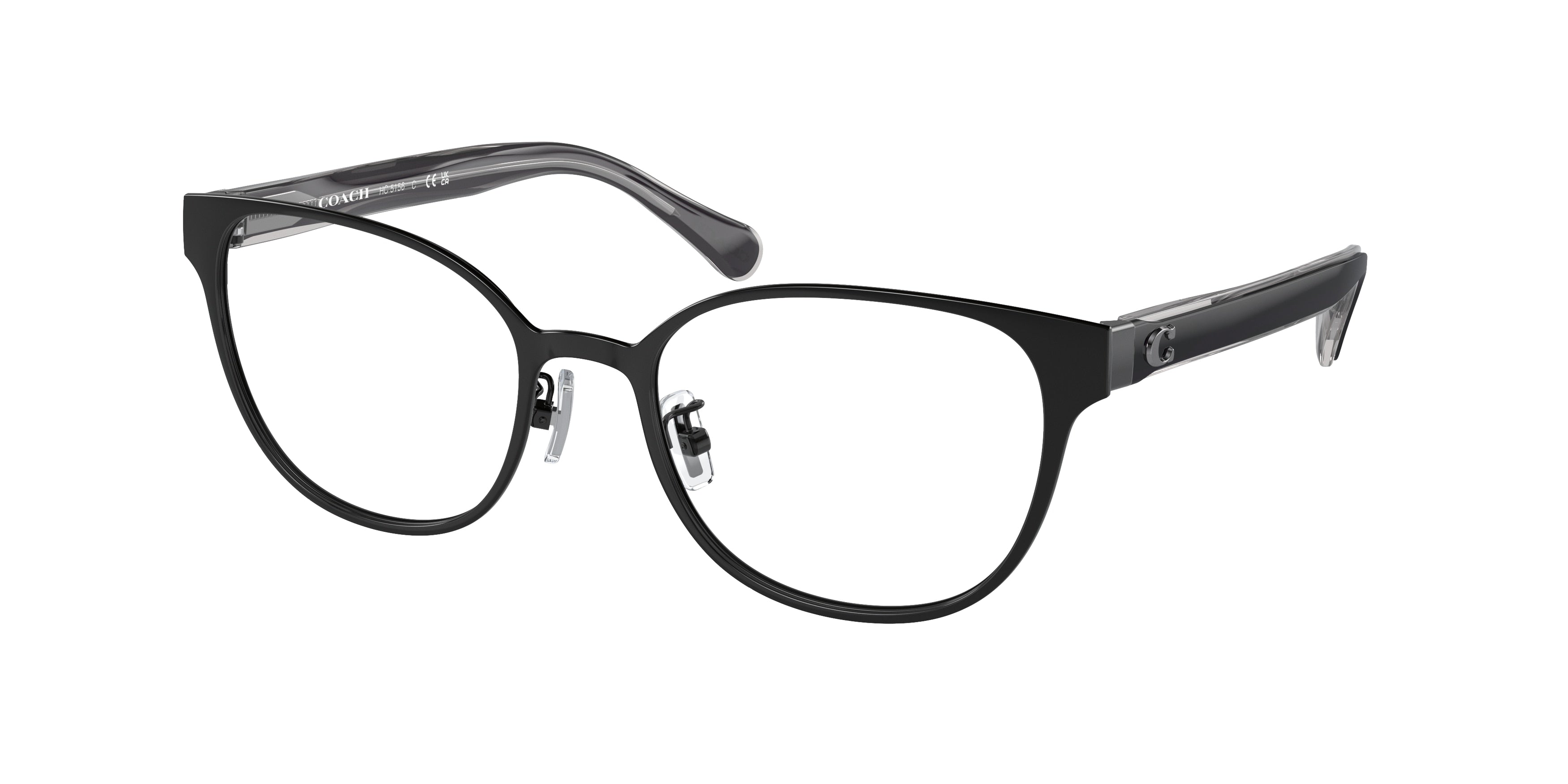 Coach HC5156 Square Eyeglasses  9393-Shiny Black 53-140-19 - Color Map Black