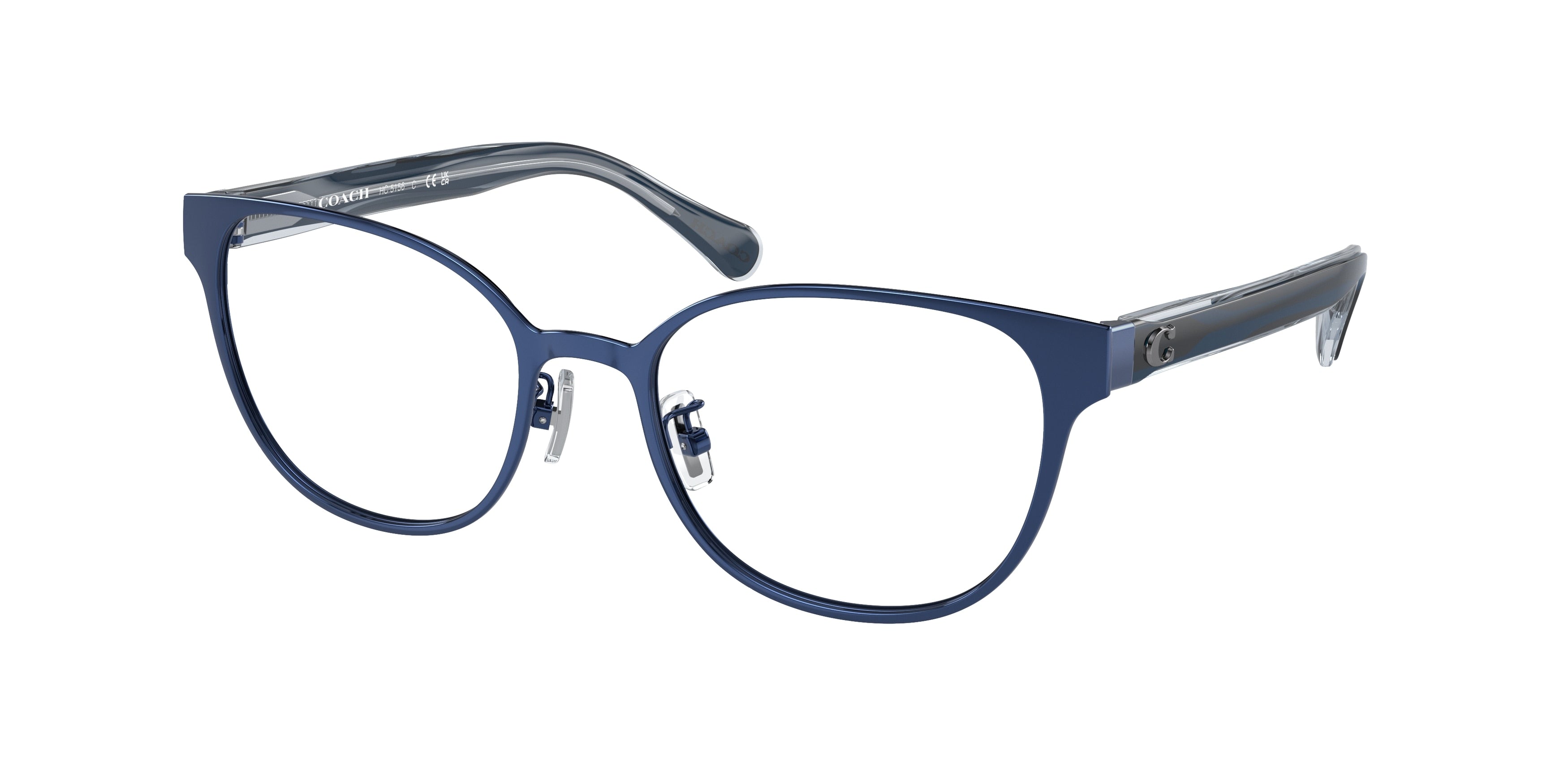Coach HC5156 Square Eyeglasses  9440-Shiny Navy 53-140-19 - Color Map Blue