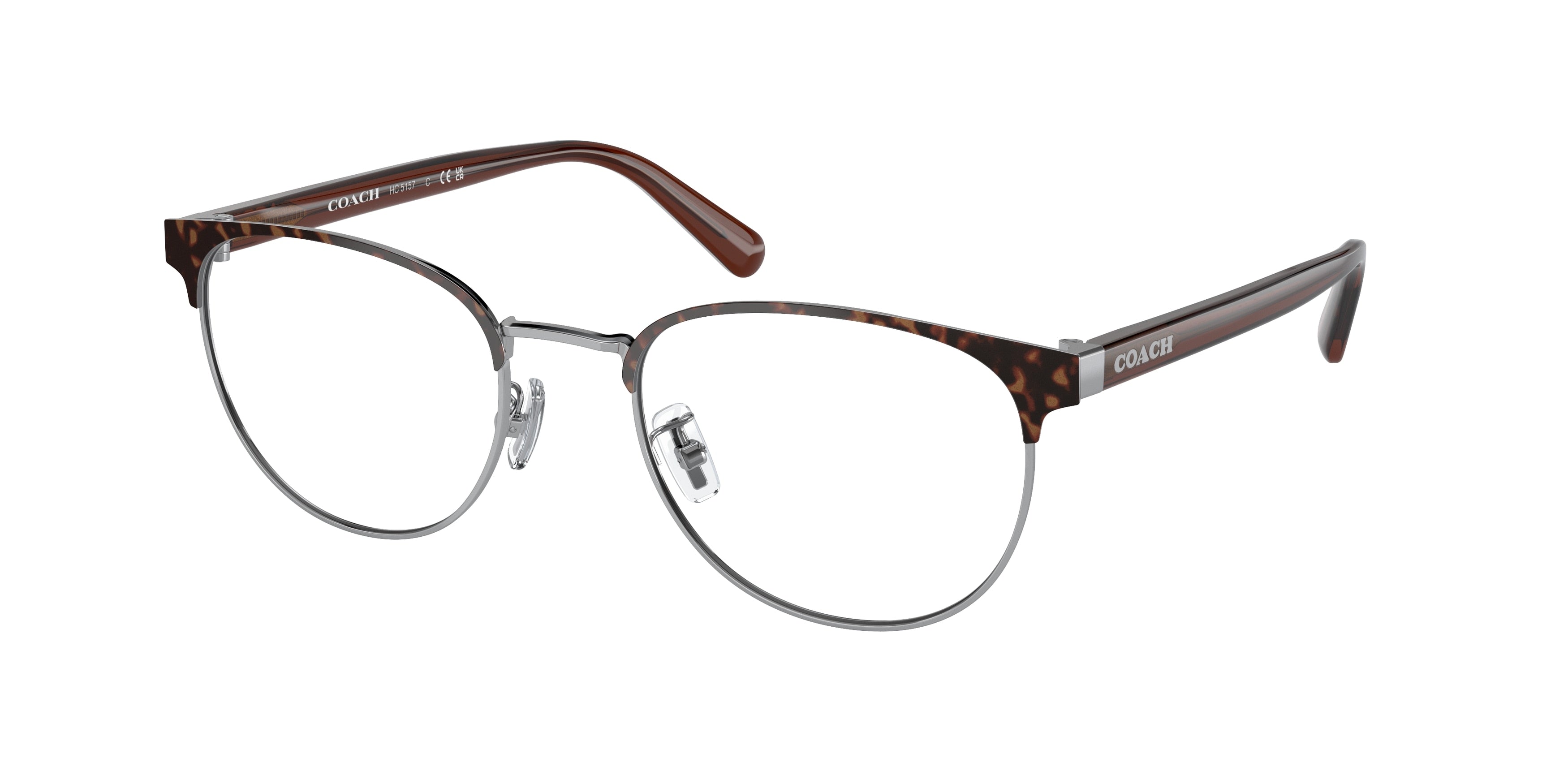 Coach HC5157 Rectangle Eyeglasses  9001-Shiny Silver/Dark Tortoise 52-145-20 - Color Map Silver