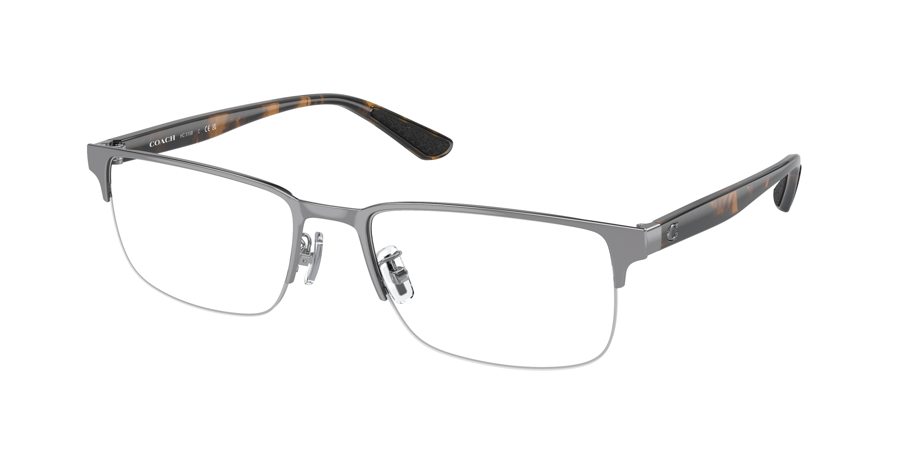 Coach HC5158 Rectangle Eyeglasses  9004-Shiny Gunmetal 56-145-19 - Color Map Grey
