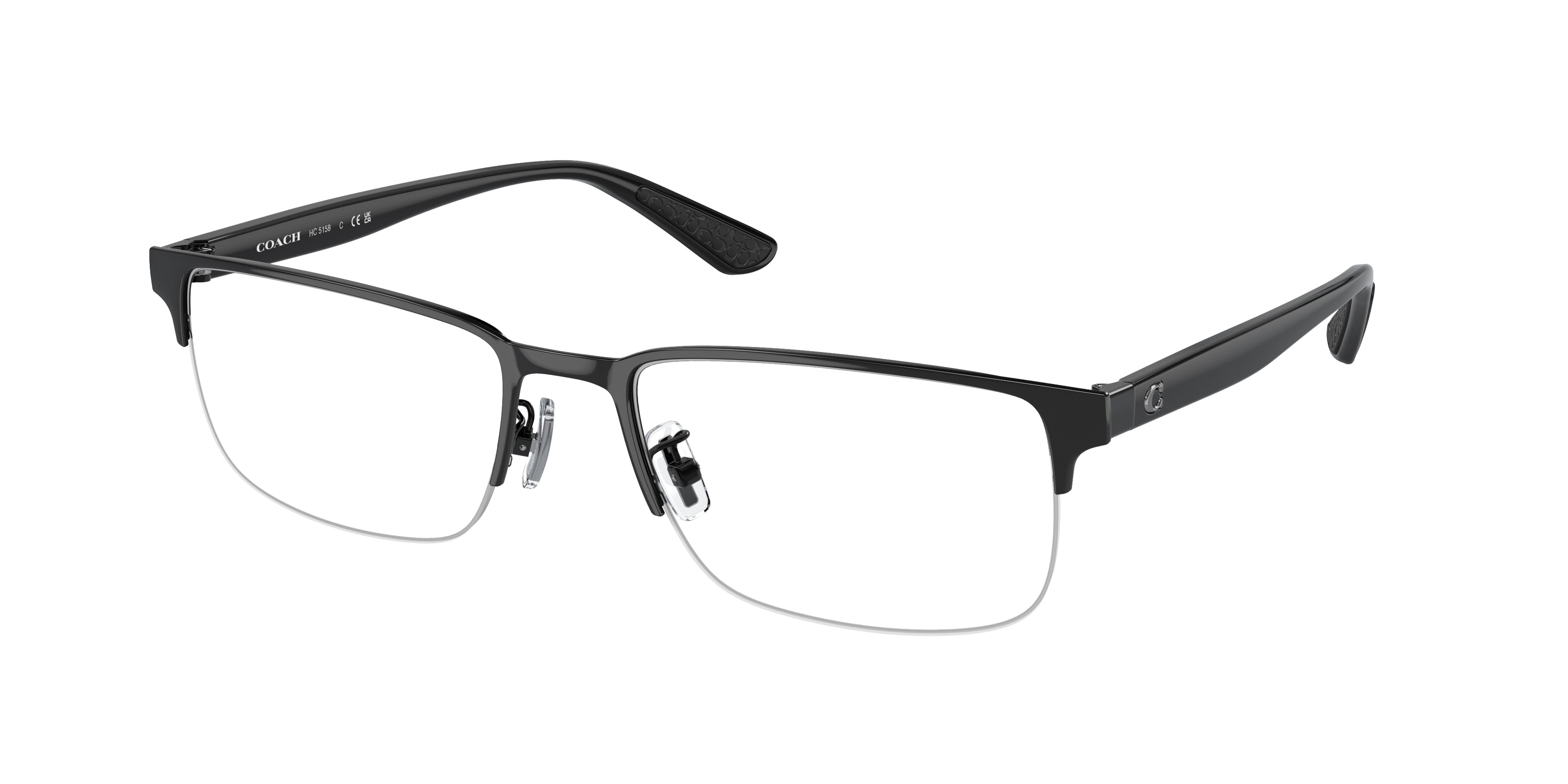Coach HC5158 Rectangle Eyeglasses  9393-Shiny Black 56-145-19 - Color Map Black