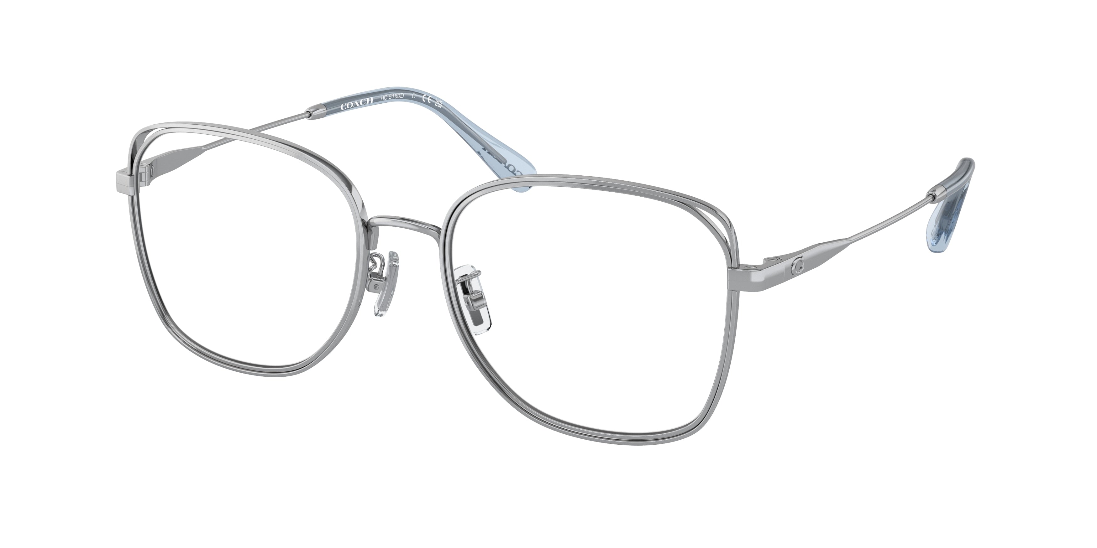 Coach HC5160D Square Eyeglasses  9001-Shiny Silver 54-145-19 - Color Map Silver