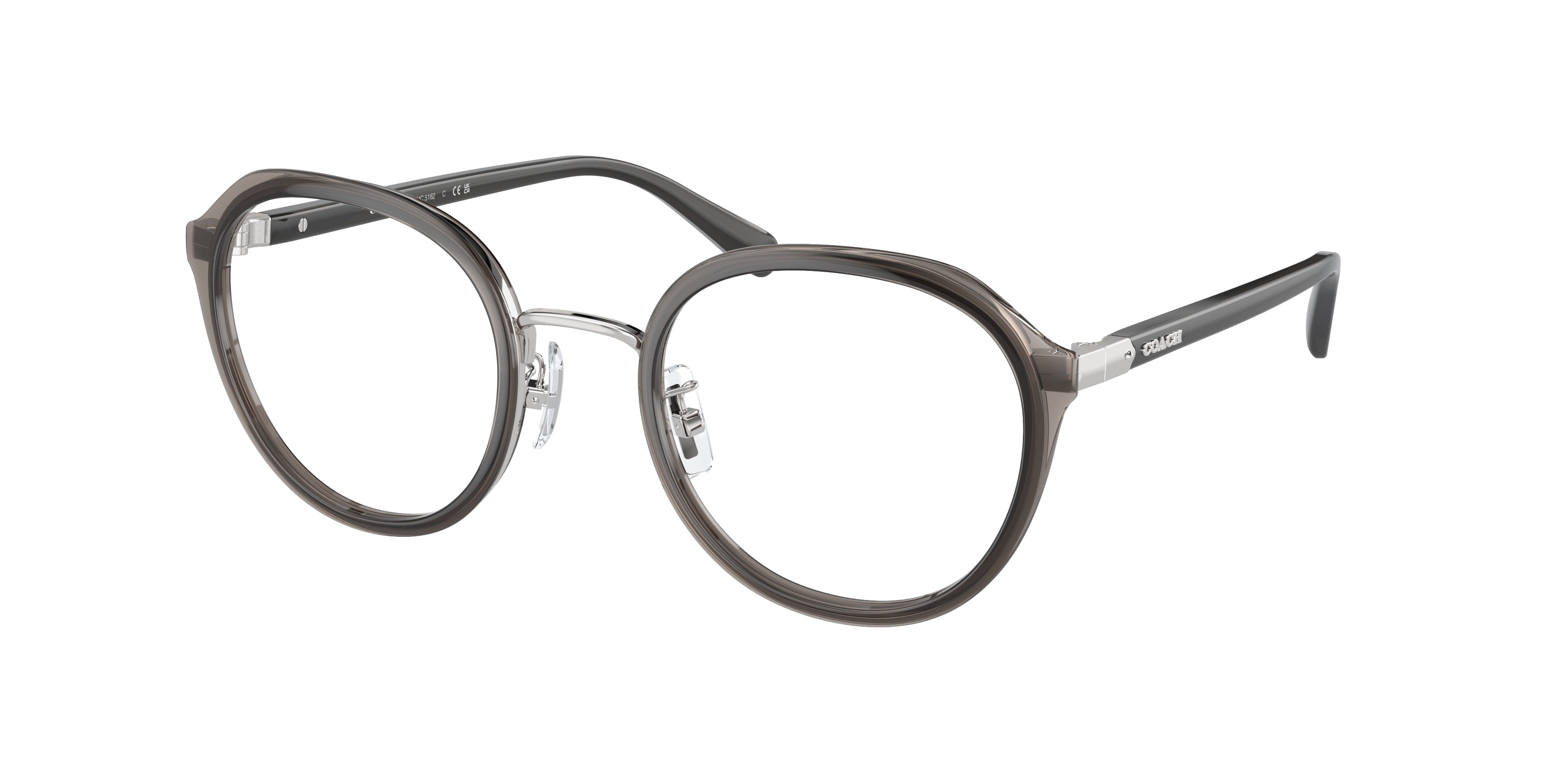 Coach HC5162 Round Eyeglasses  9001-Transparent Grey/Silver 50-140-22 - Color Map Grey
