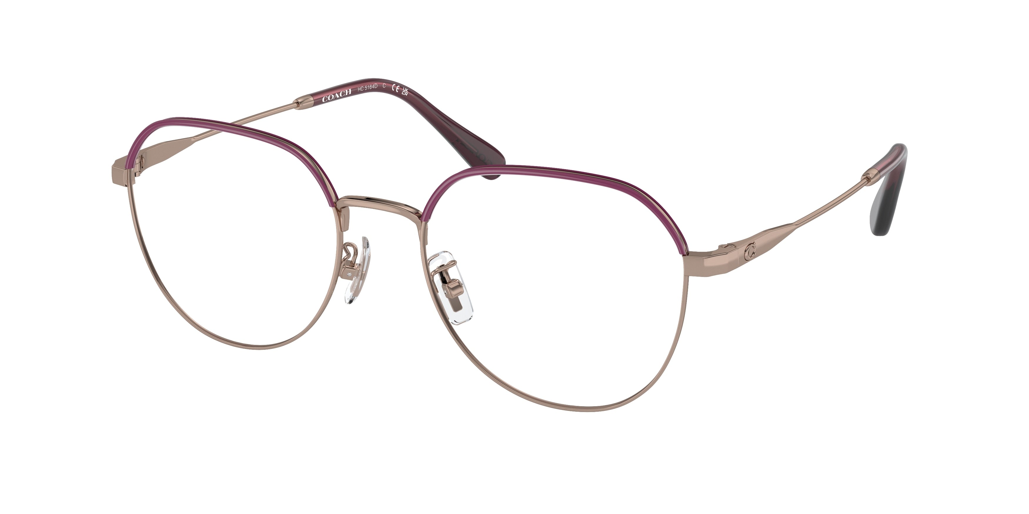 Coach HC5164D Irregular Eyeglasses  9331-Rose Gold/Burgundy 54-145-19 - Color Map Pink