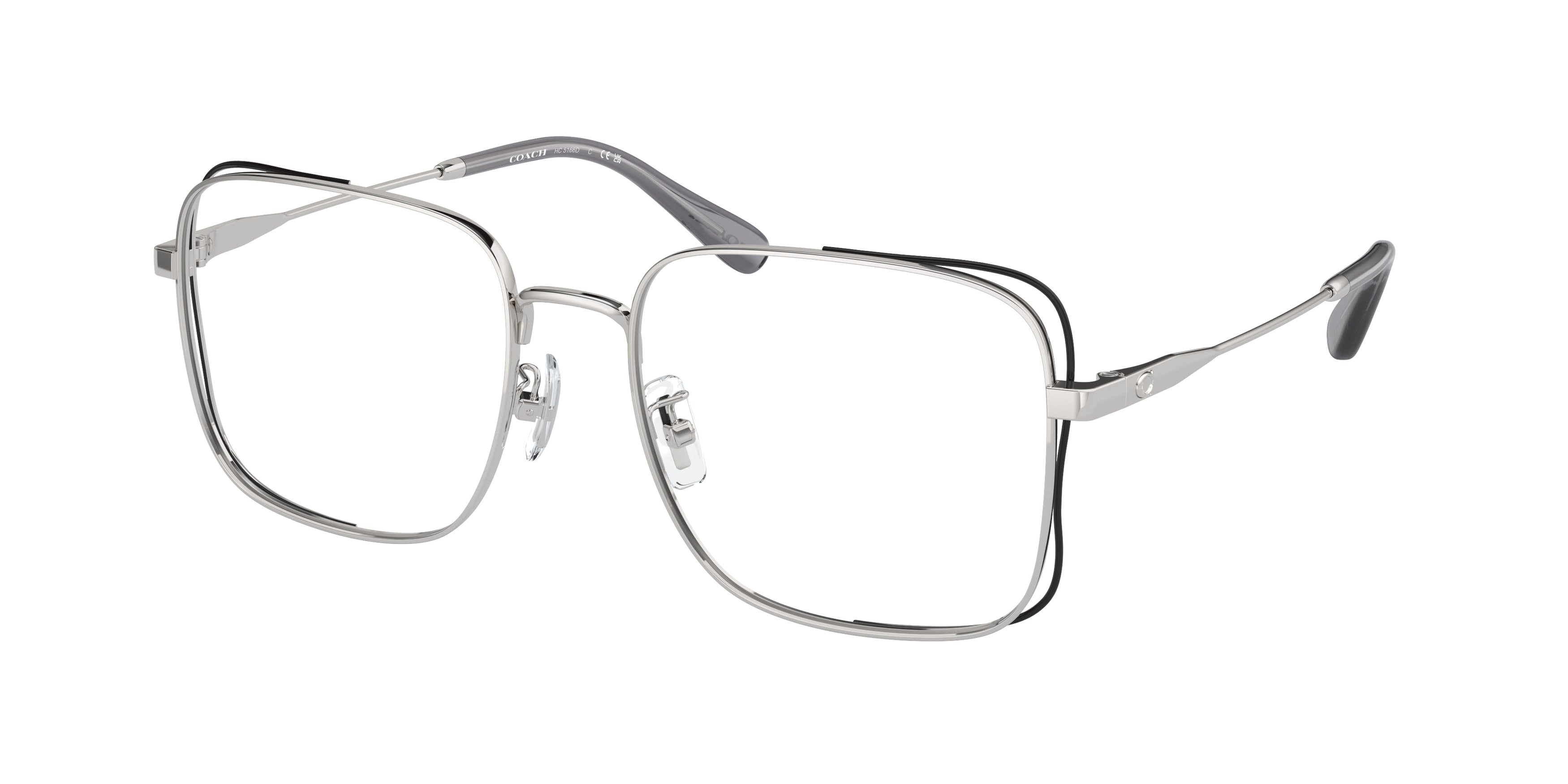 Coach HC5166D Square Eyeglasses  9001-Shiny Silver 56-145-18 - Color Map Silver