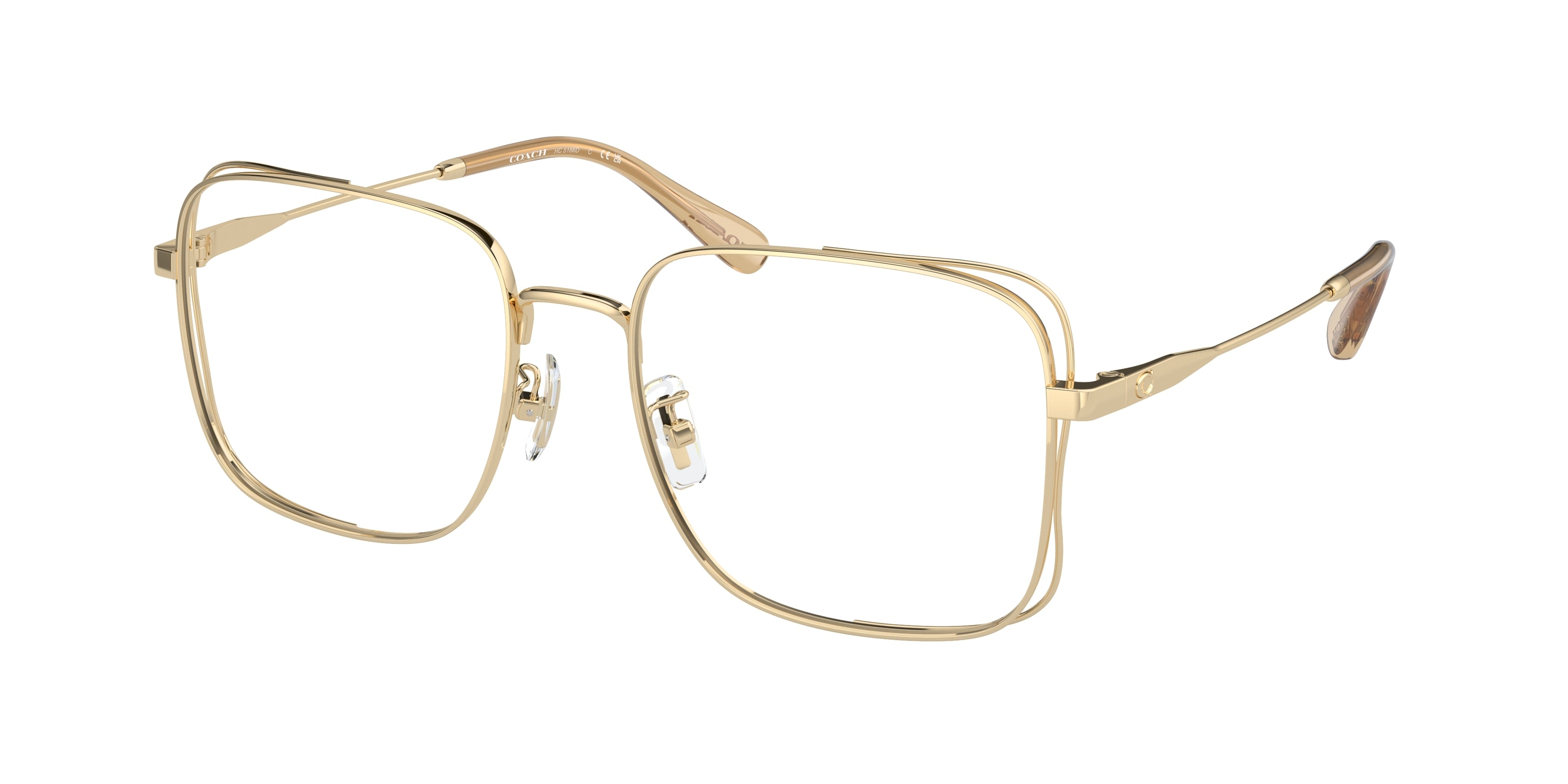Coach HC5166D Square Eyeglasses  9005-Shiny Light Gold 56-145-18 - Color Map Gold