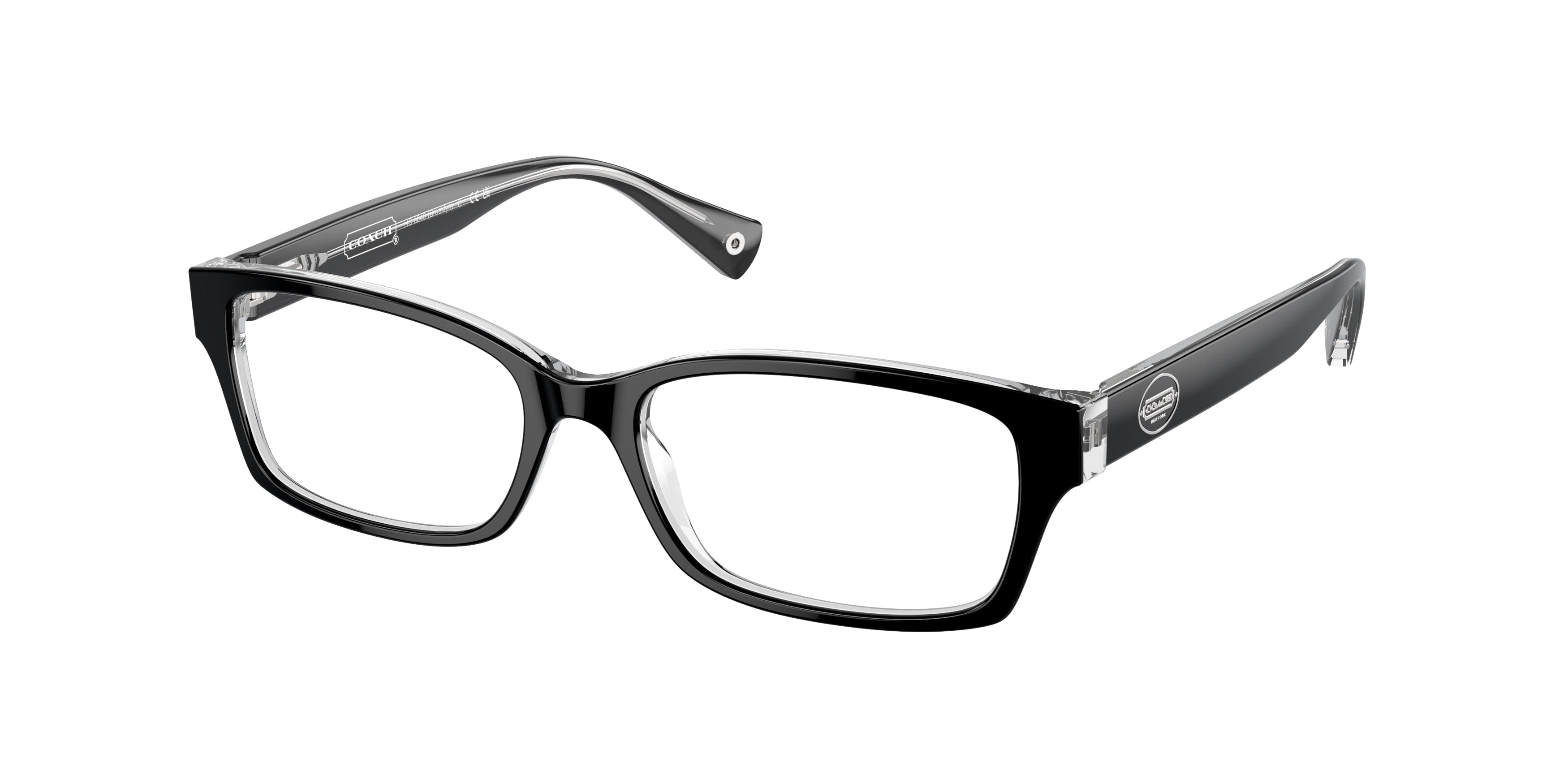 Coach BROOKLYN HC6040 Rectangle Eyeglasses  5728-Black/Crystal Clear 52-135-16 - Color Map Black