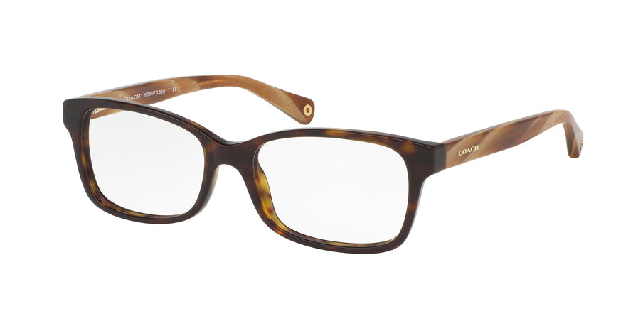Coach LIBBY HC6047 Rectangle Eyeglasses  5204-DARK TORTOISE/LIGHT BROWN HORN 51-16-135 - Color Map havana