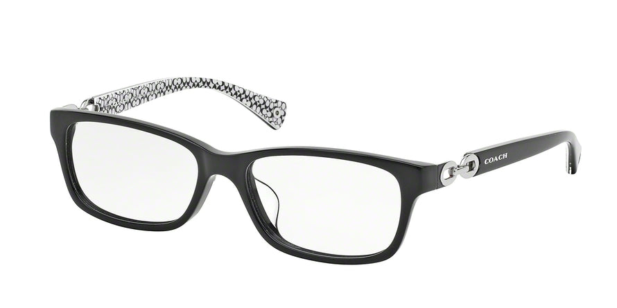 Coach FANNIE (F) HC6052F Rectangle Eyeglasses  5214-BLACK/BLACK WHITE SIG C 54-16-140 - Color Map black