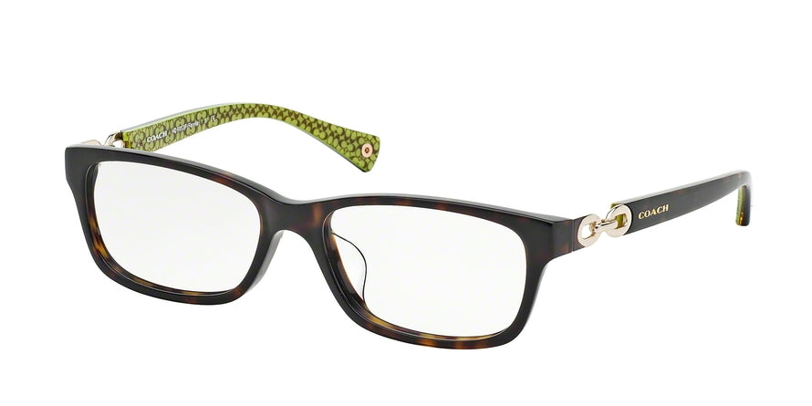 Coach FANNIE (F) HC6052F Rectangle Eyeglasses  5232-DK TORT/ DK TORT GREEN SIG C 54-16-140 - Color Map green
