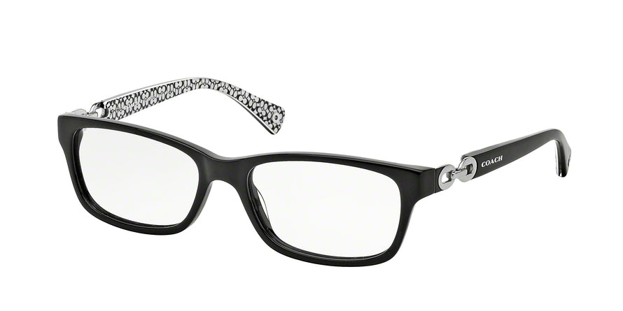 Coach FANNIE HC6052 Rectangle Eyeglasses  5214-BLACK/BLACK WHITE SIG C 54-16-135 - Color Map black
