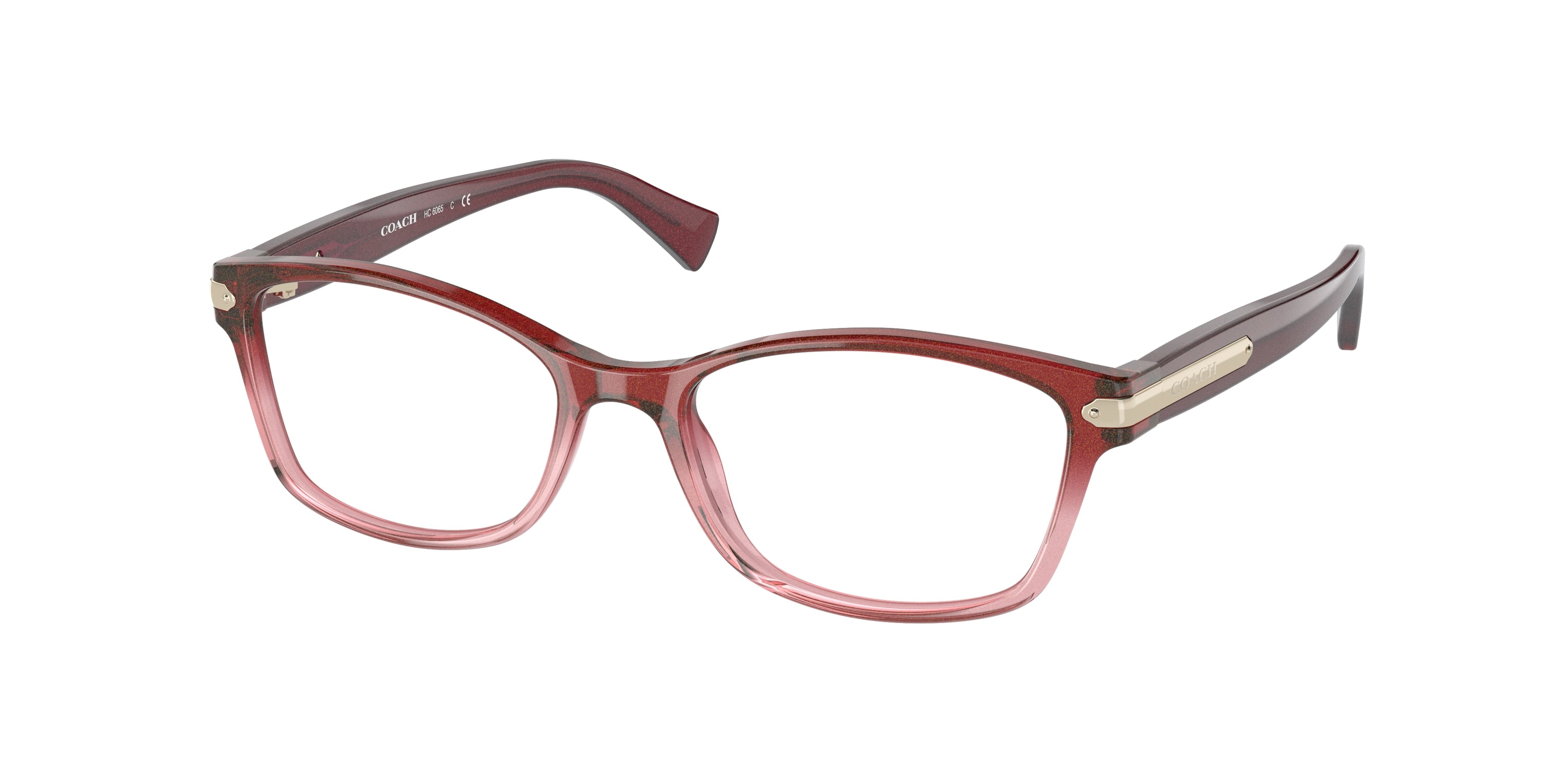 Coach HC6065 Rectangle Eyeglasses  5551-Shimmer Burgundy Pink Gradient 51-135-17 - Color Map Violet