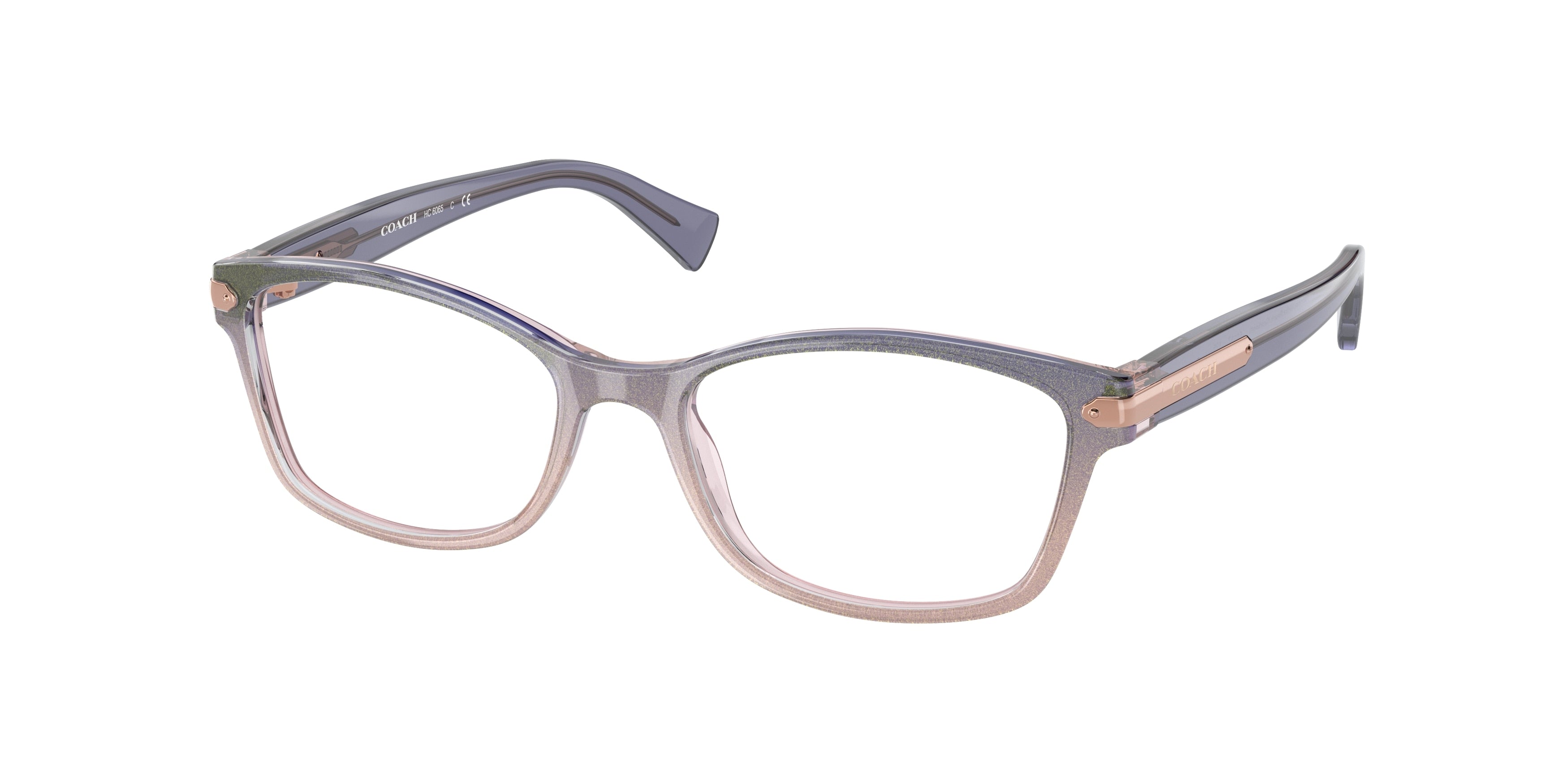Coach HC6065 Rectangle Eyeglasses  5554-Shimmer Violet Peach Gradient 51-135-17 - Color Map Violet