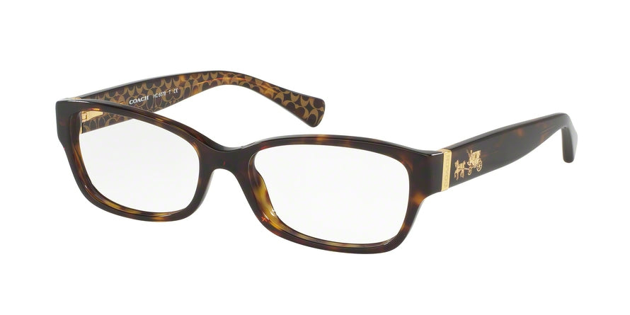 Coach HC6078F Rectangle Eyeglasses  5394-DARK TORT/DARK TORT GOLD SIG C 54-16-135 - Color Map havana