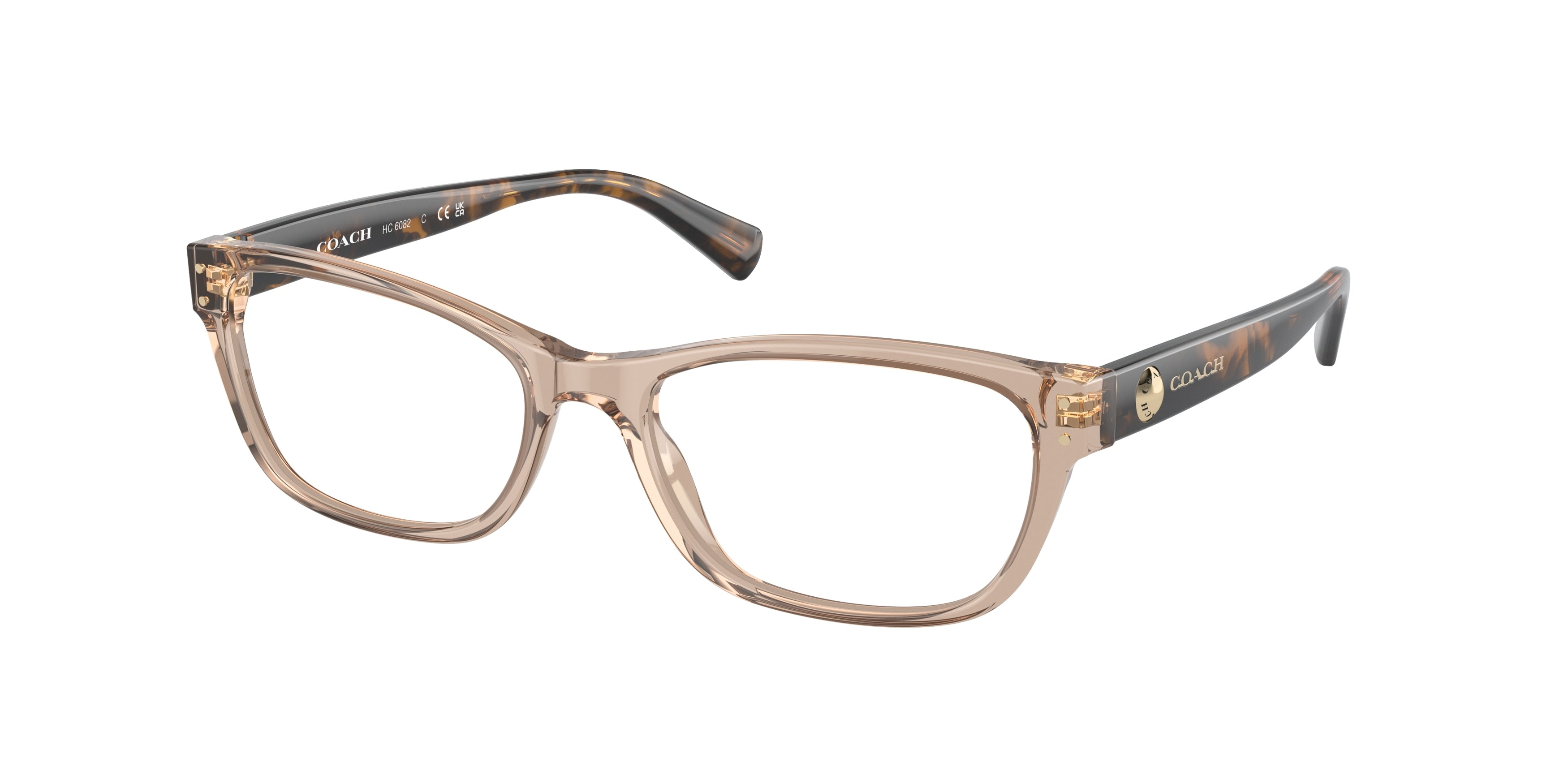 Coach HC6082 Rectangle Eyeglasses  5561-Transparent Brown 53-135-17 - Color Map Brown