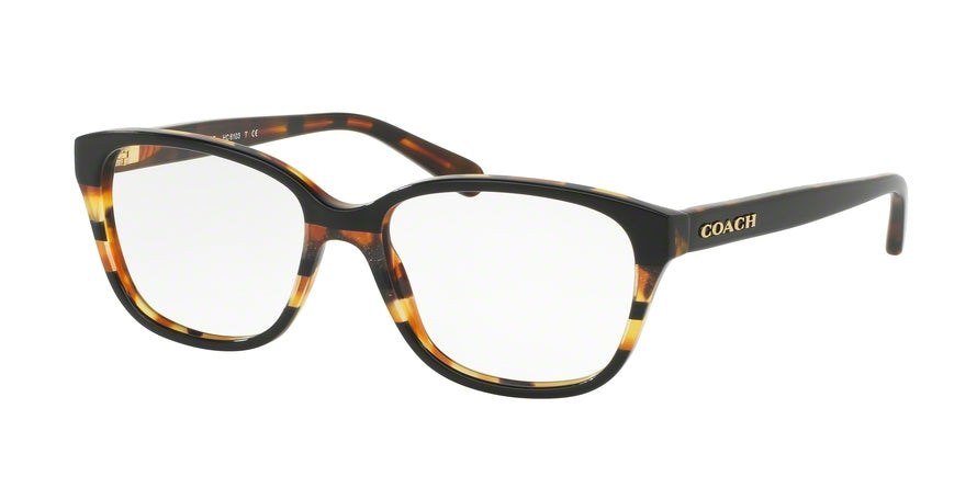 Coach HC6103F Square Eyeglasses  5443-BLACK TORT GLTR VARSITY STRIPE 54-16-140 - Color Map multi