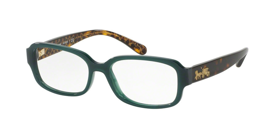 Coach HC6105 Rectangle Eyeglasses  5451-TEAL/DARK TORT GOLD SIG C 51-15-140 - Color Map green