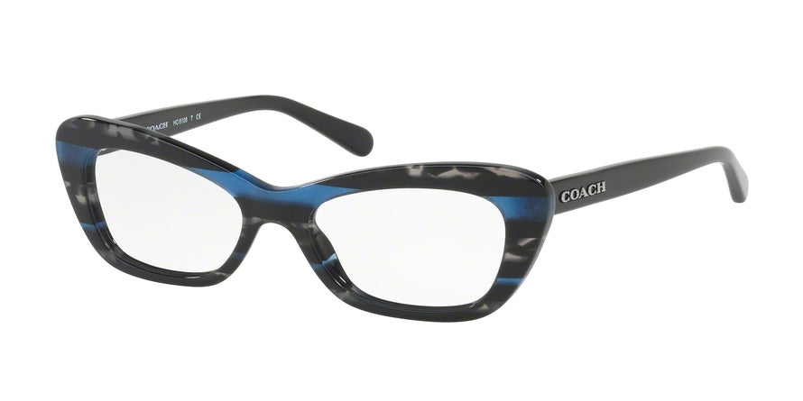 Coach HC6108 Cat Eye Eyeglasses  5477-BLUE GLITTER VARSITY STRIPE 50-17-135 - Color Map multi