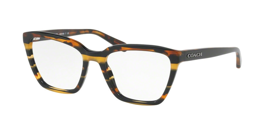 Coach HC6109 Square Eyeglasses  5440-BLK AMBER GLTR VARSITY STRIPE 52-18-135 - Color Map multi