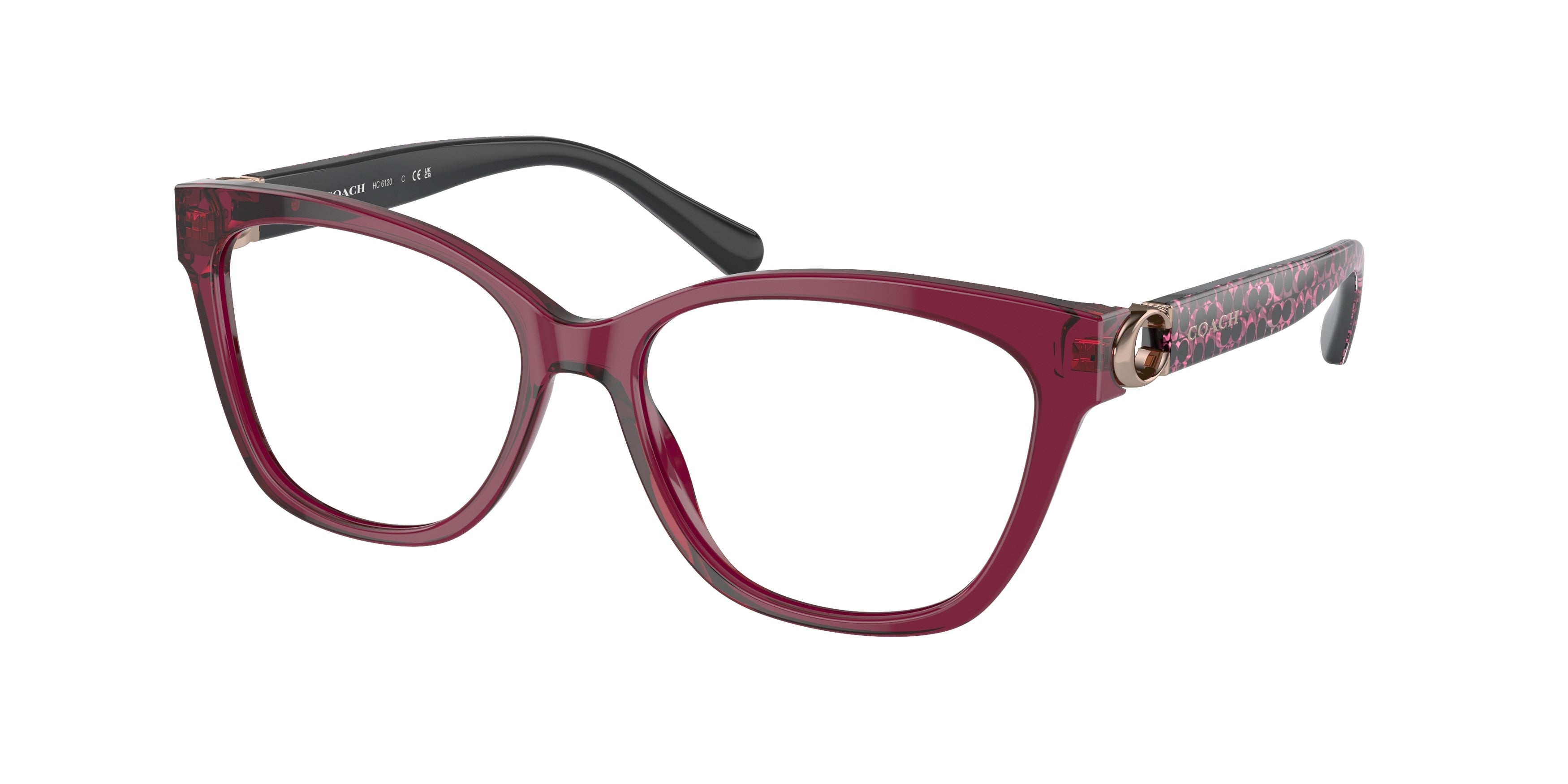 Coach HC6120 Square Eyeglasses  5604-Transparent Ruby 54-140-16 - Color Map Red