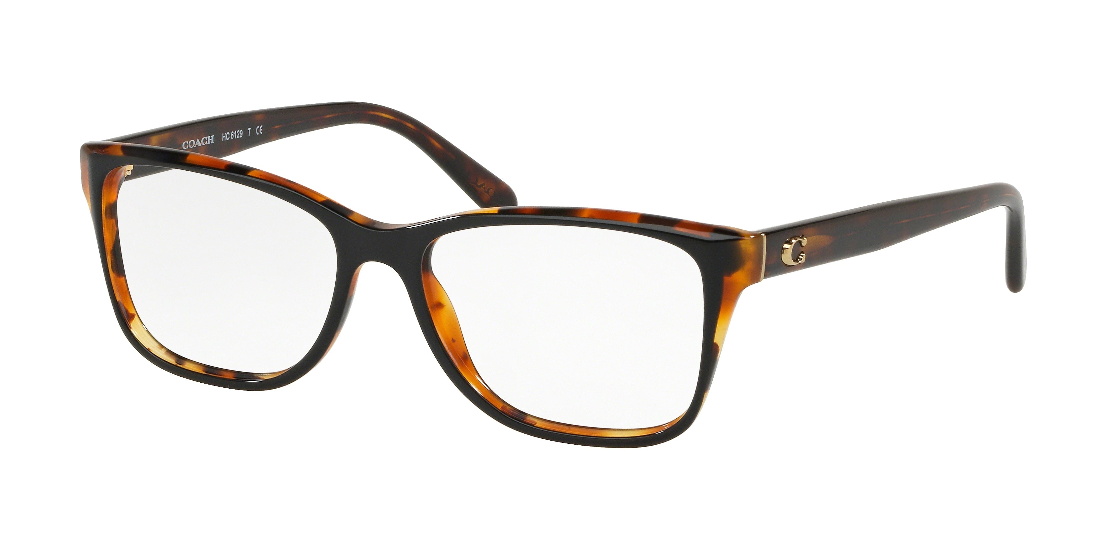 Coach HC6129 Rectangle Eyeglasses  5446-Black Tortoise Laminate 54-140-16 - Color Map Black