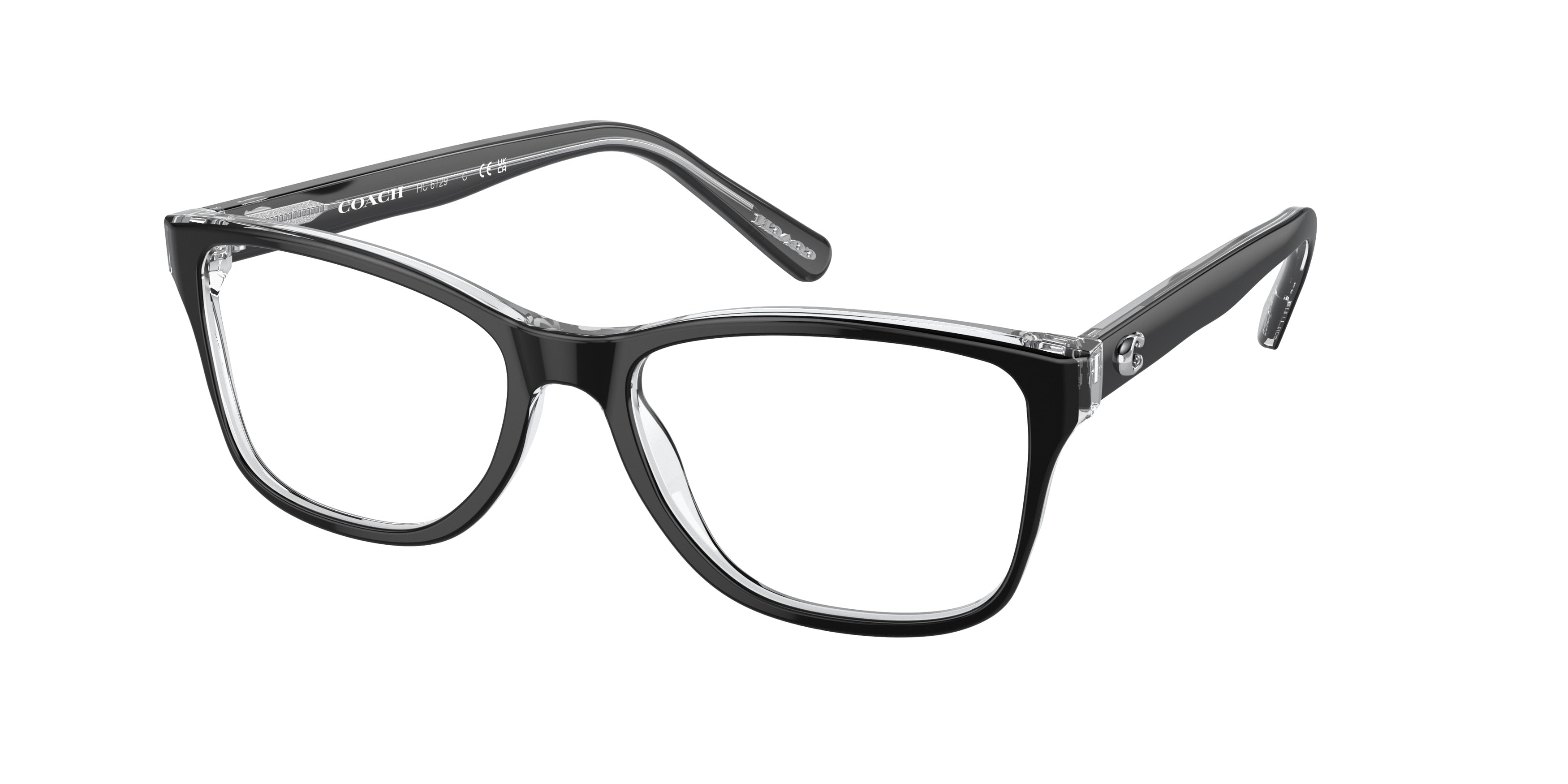 Coach HC6129 Rectangle Eyeglasses  5728-Black On Clear 54-140-16 - Color Map Black