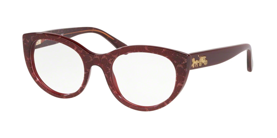 Coach HC6132F Oval Eyeglasses  5545-BURGUNDY GLITTER SIG C FACING 52-19-140 - Color Map burgundy