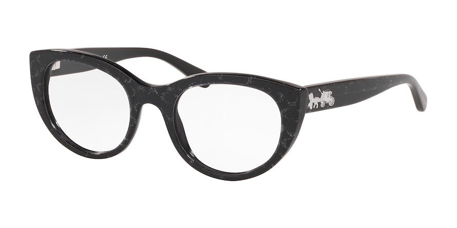 Coach HC6132 Oval Eyeglasses  5572-BLACK WITH SILVER GLITTER FACI 50-20-140 - Color Map black