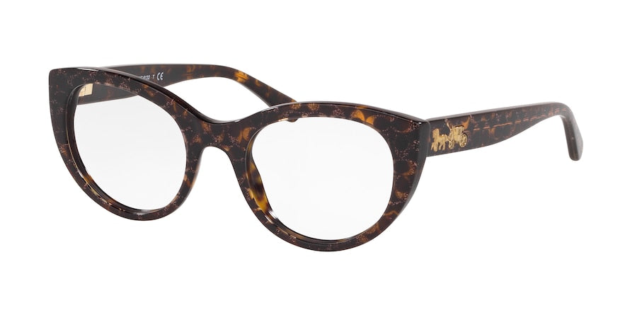 Coach HC6132 Oval Eyeglasses  5573-TORTOISE WITH PINK GLITTER FAC 50-20-140 - Color Map havana