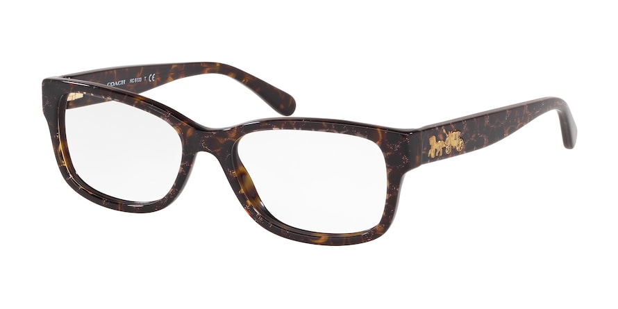 Coach HC6133 Rectangle Eyeglasses  5573-TORTOISE WITH PINK GLITTER FAC 53-17-140 - Color Map havana
