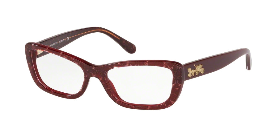 Coach HC6135 Rectangle Eyeglasses  5545-BURGUNDY GLITTER SIG C FACING 51-16-140 - Color Map burgundy