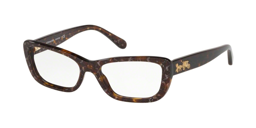 Coach HC6135 Rectangle Eyeglasses  5547-TORTOISE GLITTER SIG C FACING 51-16-140 - Color Map tortoise