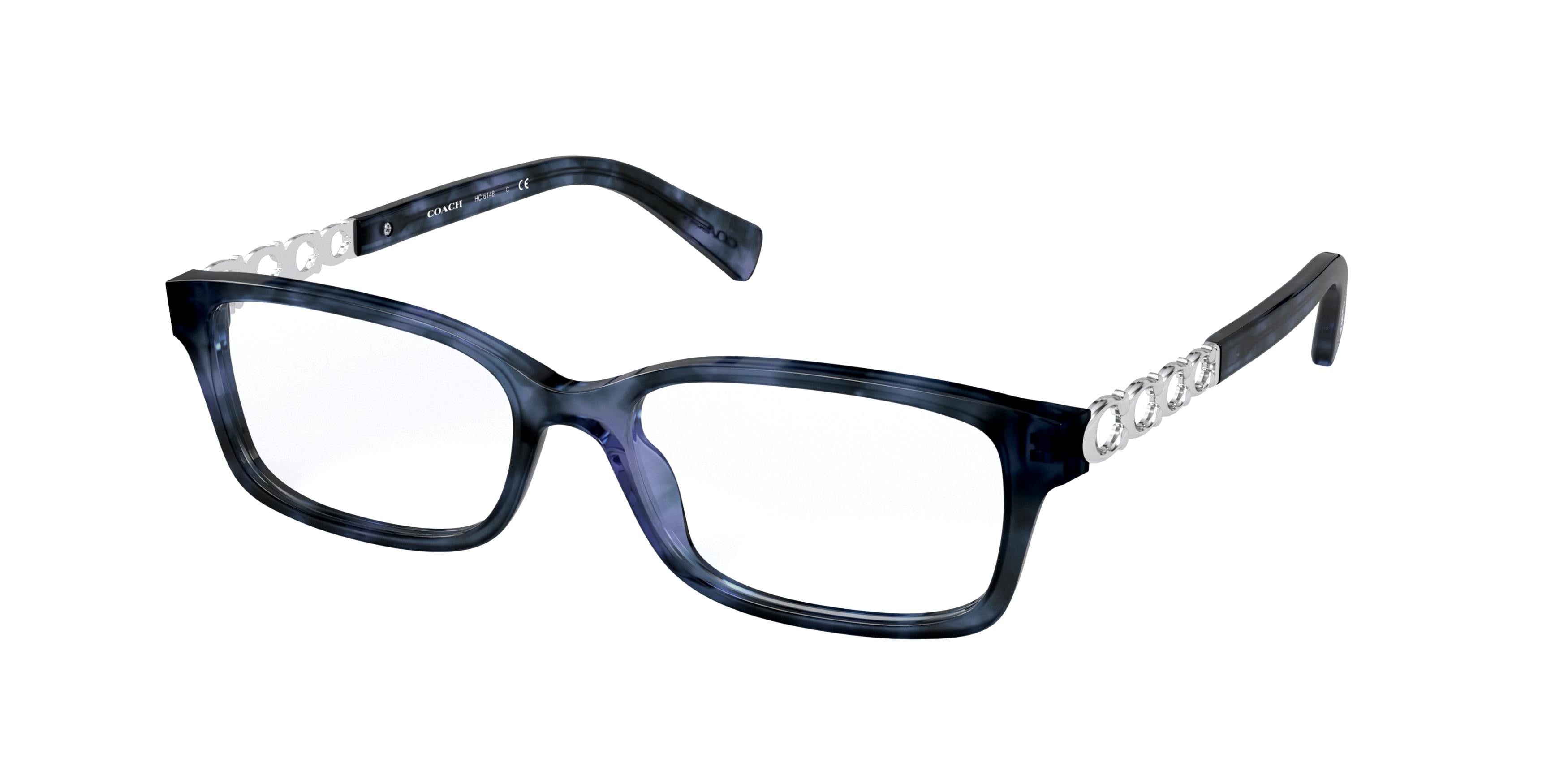 Coach HC6148 Rectangle Eyeglasses  5593-Blue Tortoise 52-140-16 - Color Map Blue