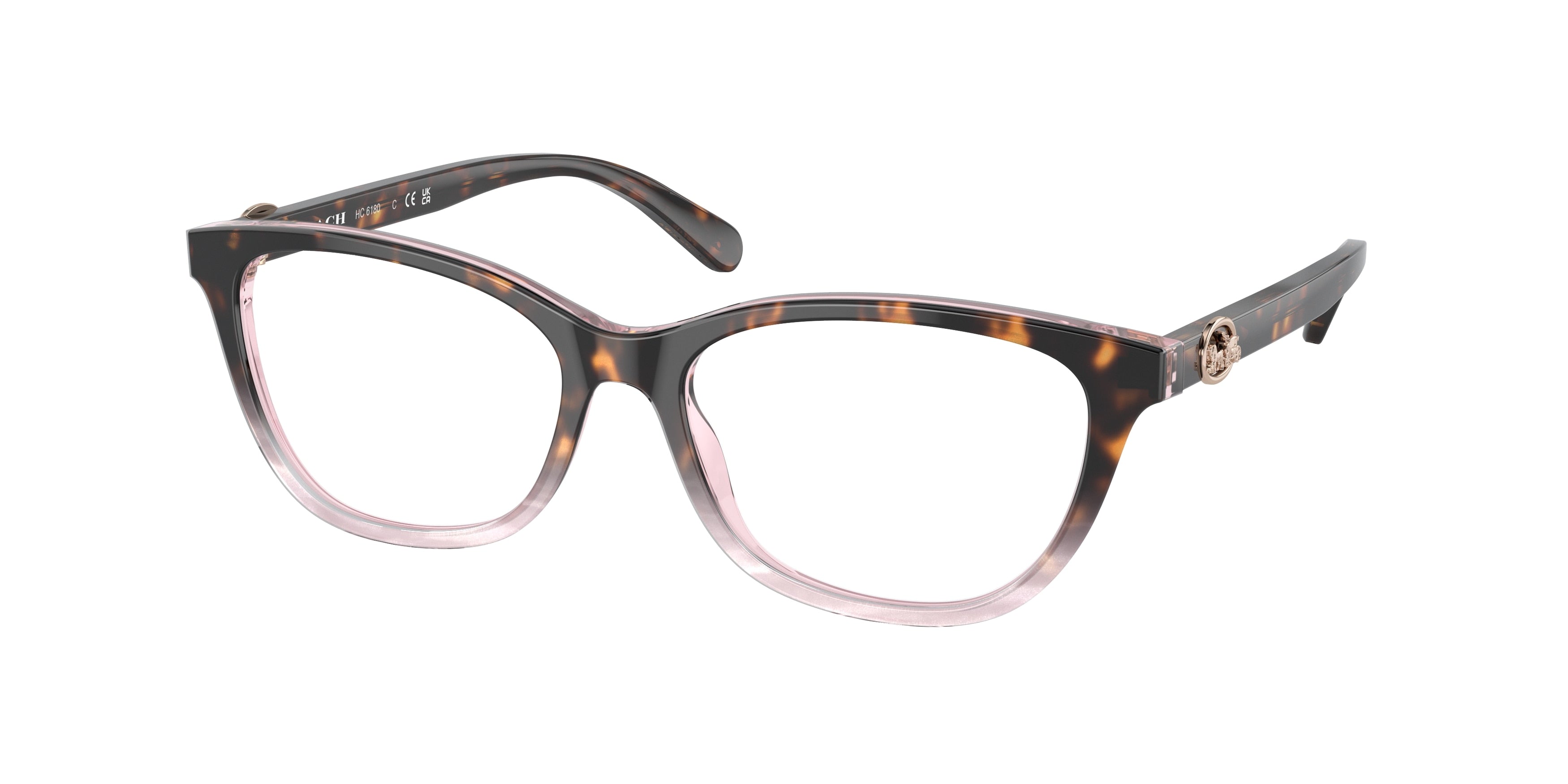 Coach HC6180 Rectangle Eyeglasses  5650-Rose Tortoise Gradient 54-140-16 - Color Map Pink
