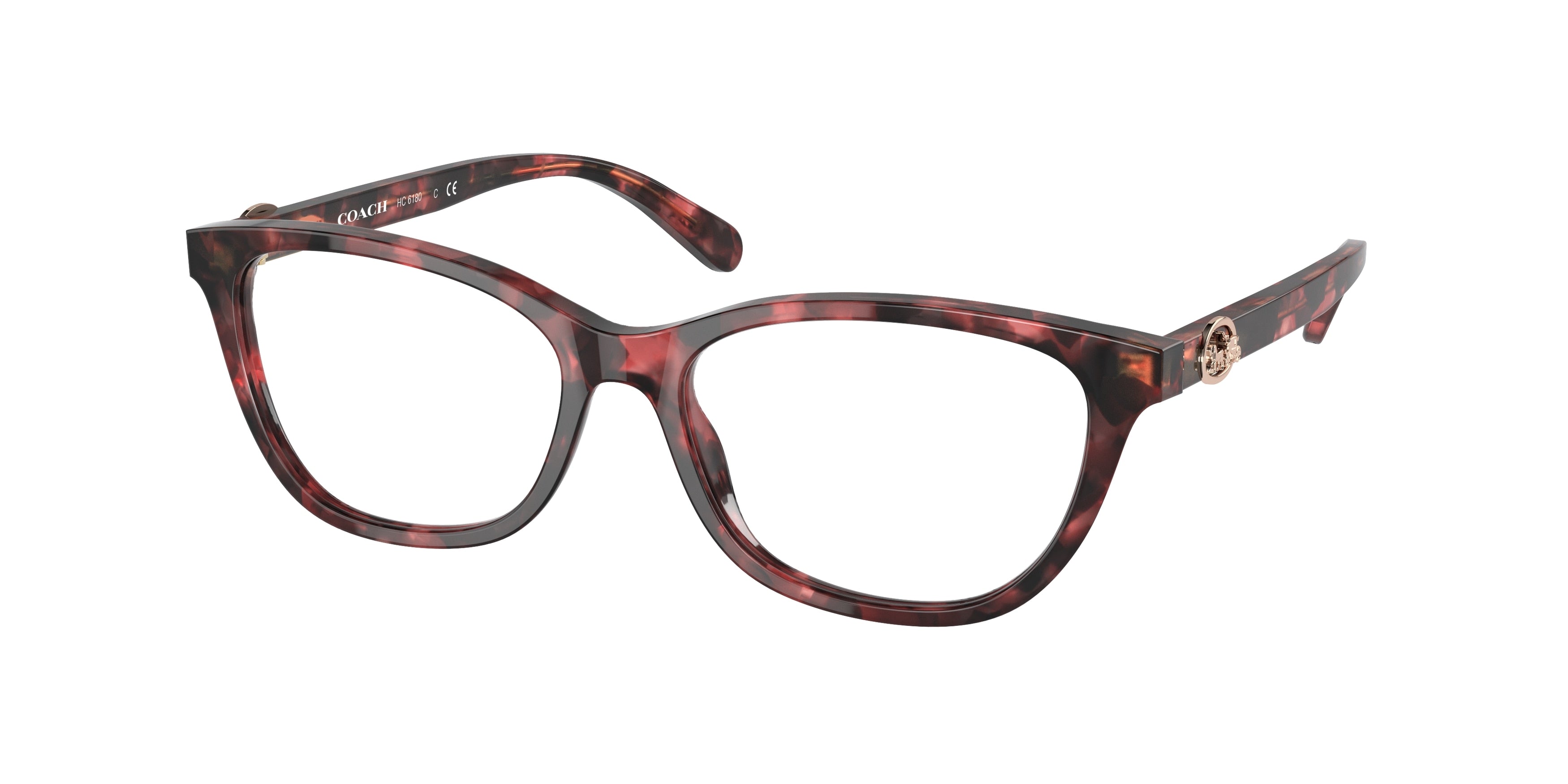 Coach HC6180 Rectangle Eyeglasses  5658-Milky Wine Tortoise 54-140-16 - Color Map Red