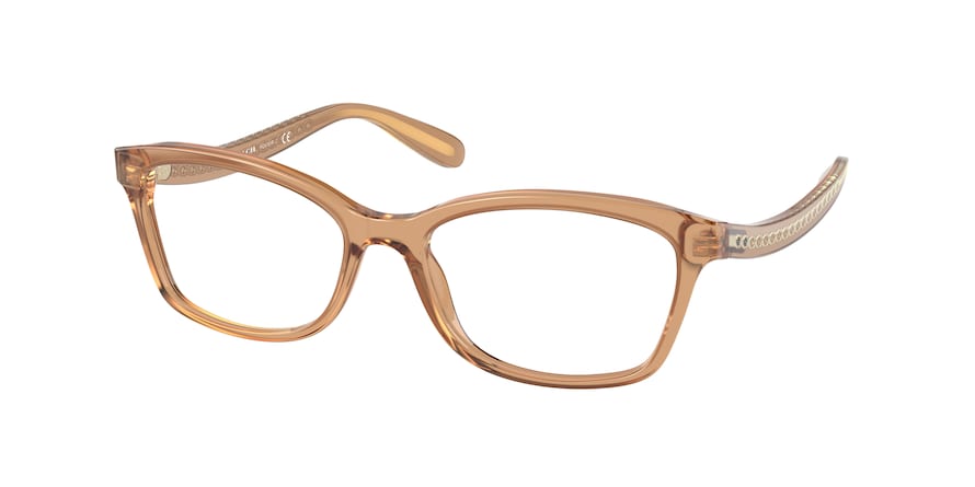 Coach HC6181F Rectangle Eyeglasses  5654-TRANSPARENT BROWN 54-17-140 - Color Map brown