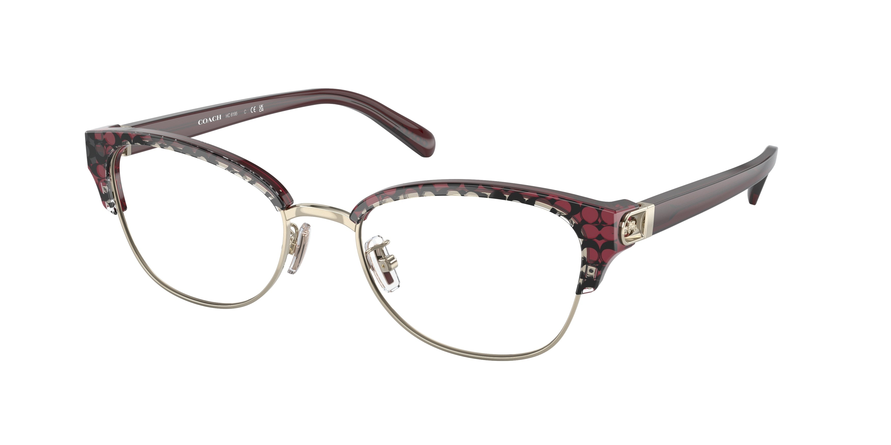 Coach HC6195 Irregular Eyeglasses  5709-Shiny Light Gold Red Signature C 53-140-19 - Color Map Gold