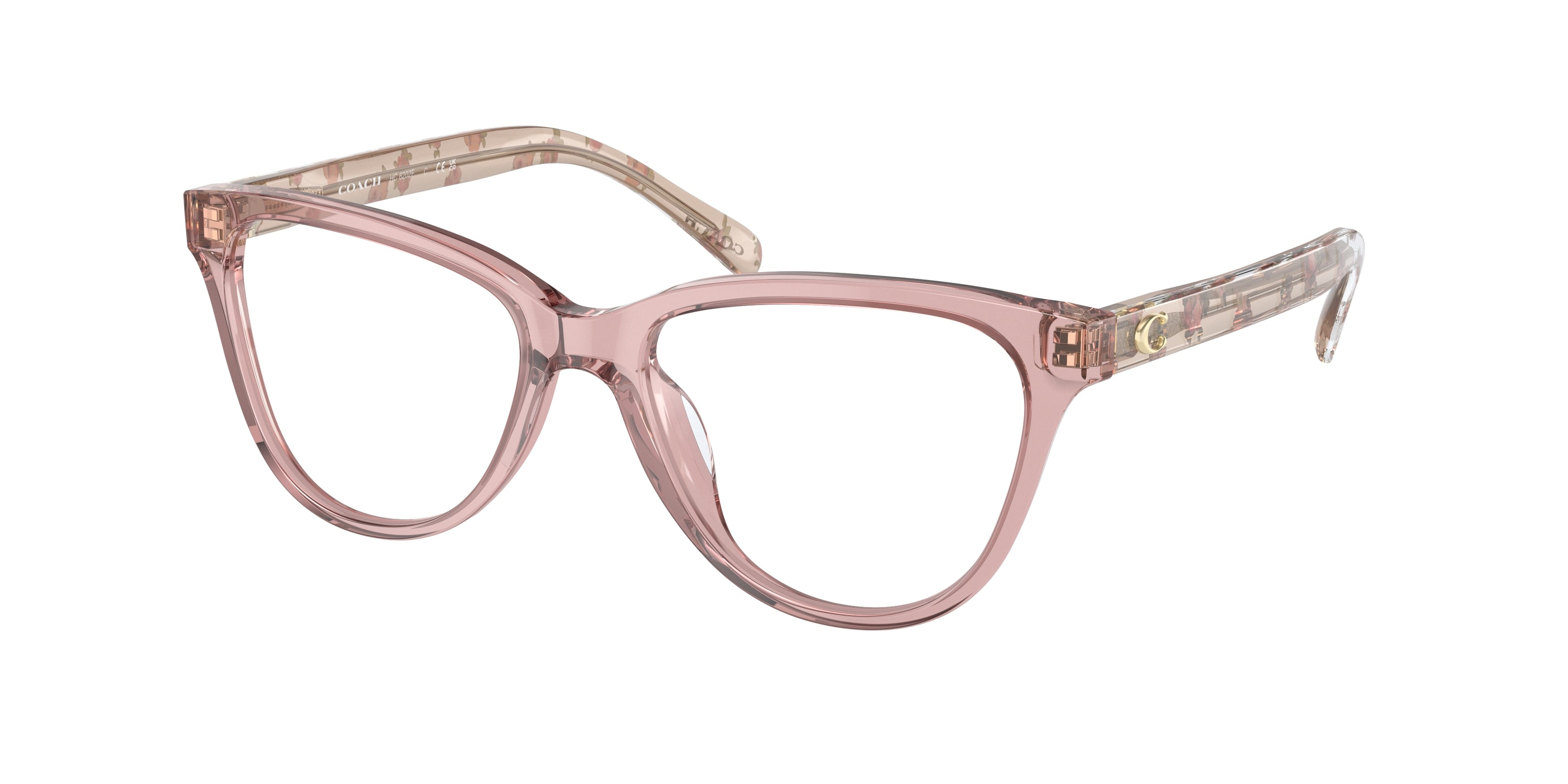 Coach HC6202F Round Eyeglasses  5705-Transparent Rose 54-145-17 - Color Map Pink