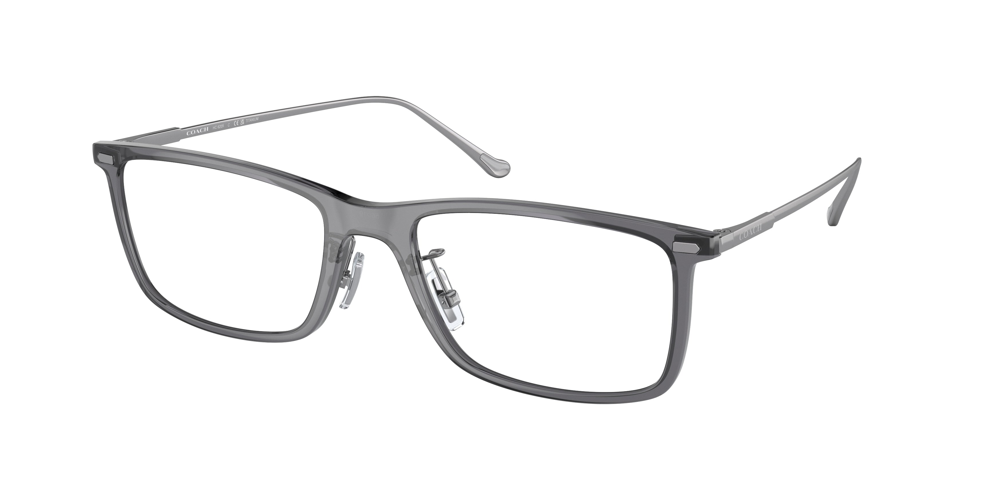 Coach HC6205 Rectangle Eyeglasses  5716-Transparent Dark Grey 56-145-19 - Color Map Grey