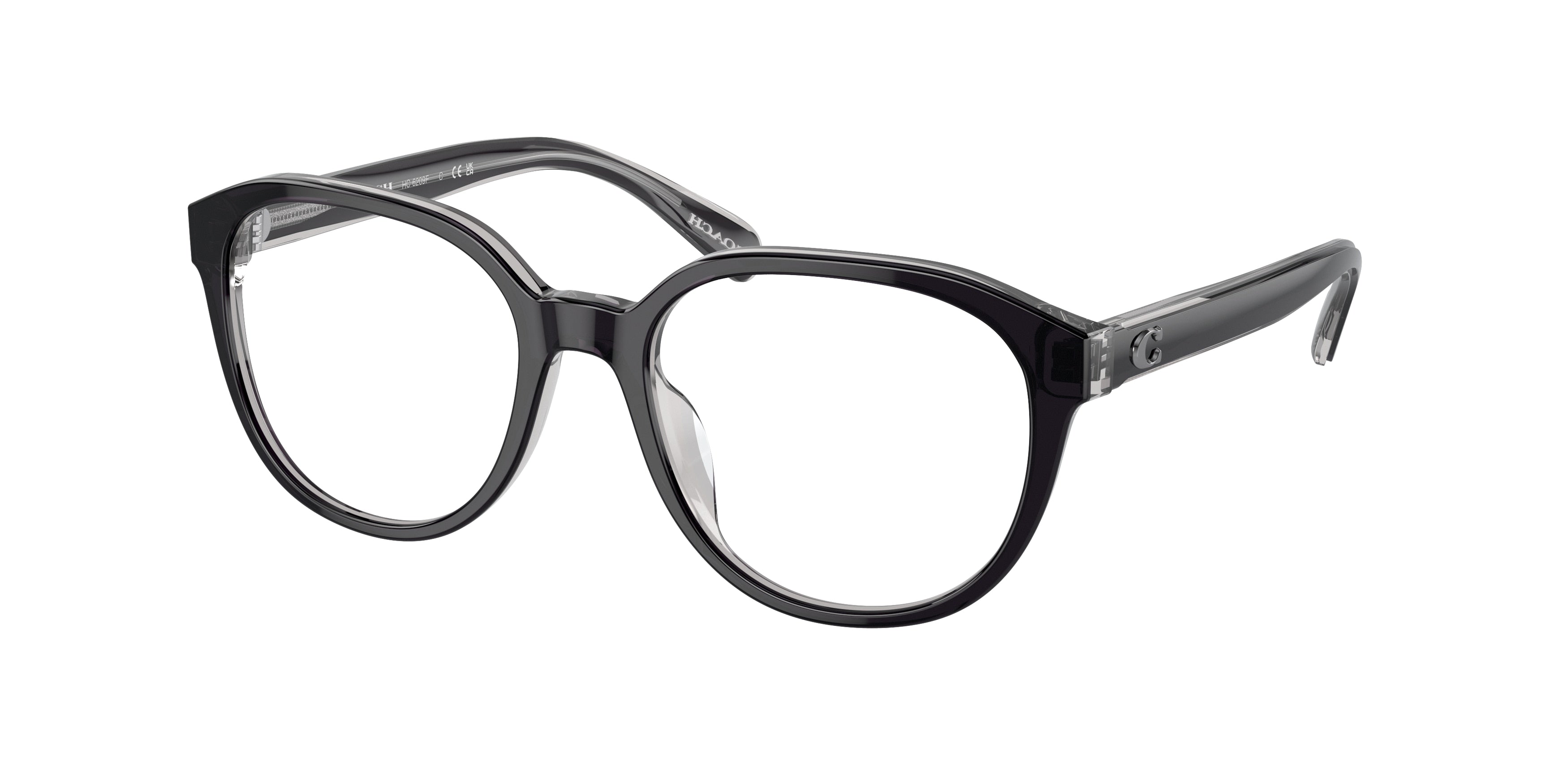 Coach HC6209F Round Eyeglasses  5745-Black/Transparent Grey 54-145-18 - Color Map Black