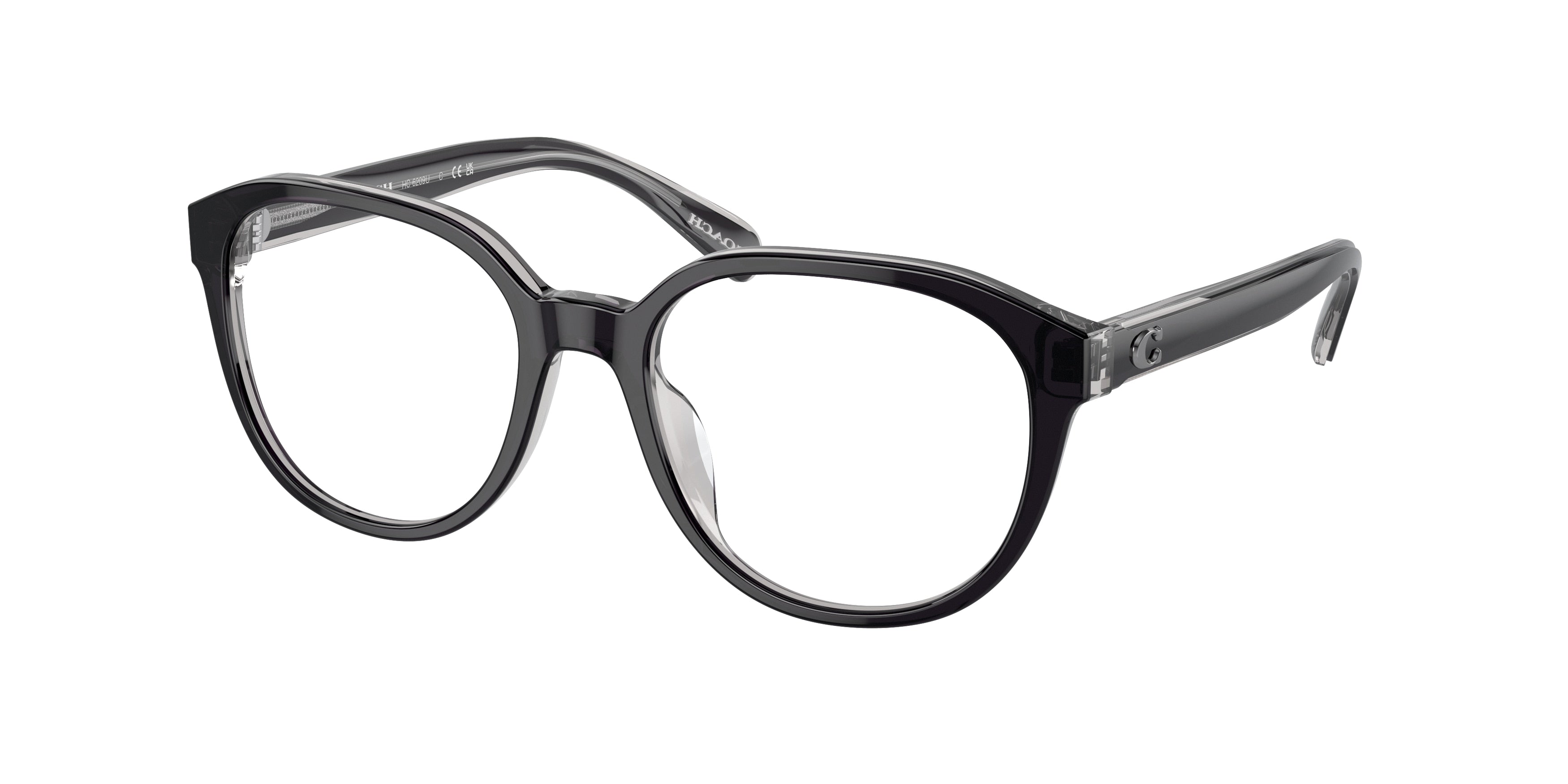 Coach HC6209U Round Eyeglasses  5745-Black/Transparent Grey 52-140-18 - Color Map Black