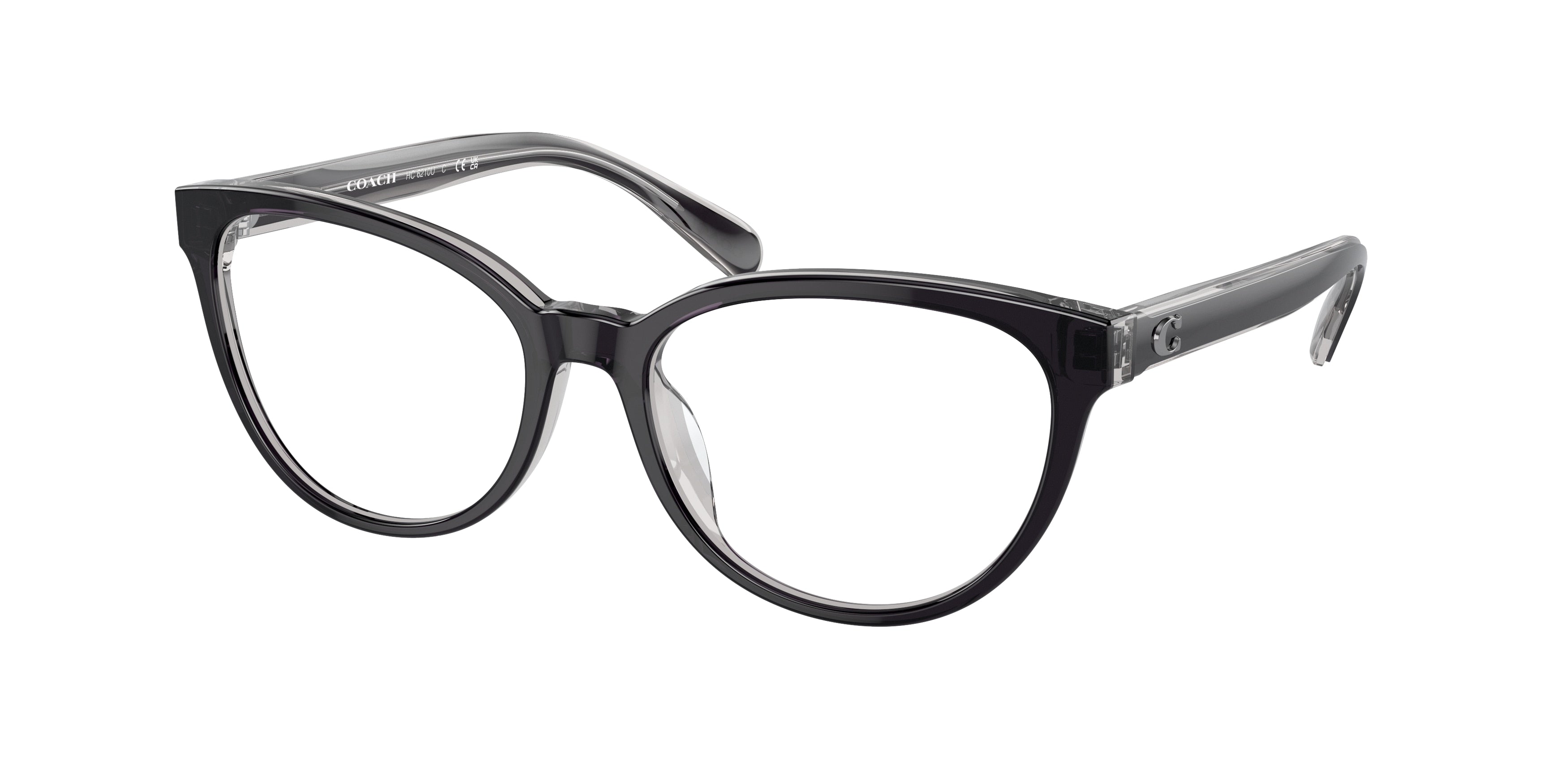Coach HC6210U Round Eyeglasses  5745-Black/Transparent Grey 55-140-17 - Color Map Black