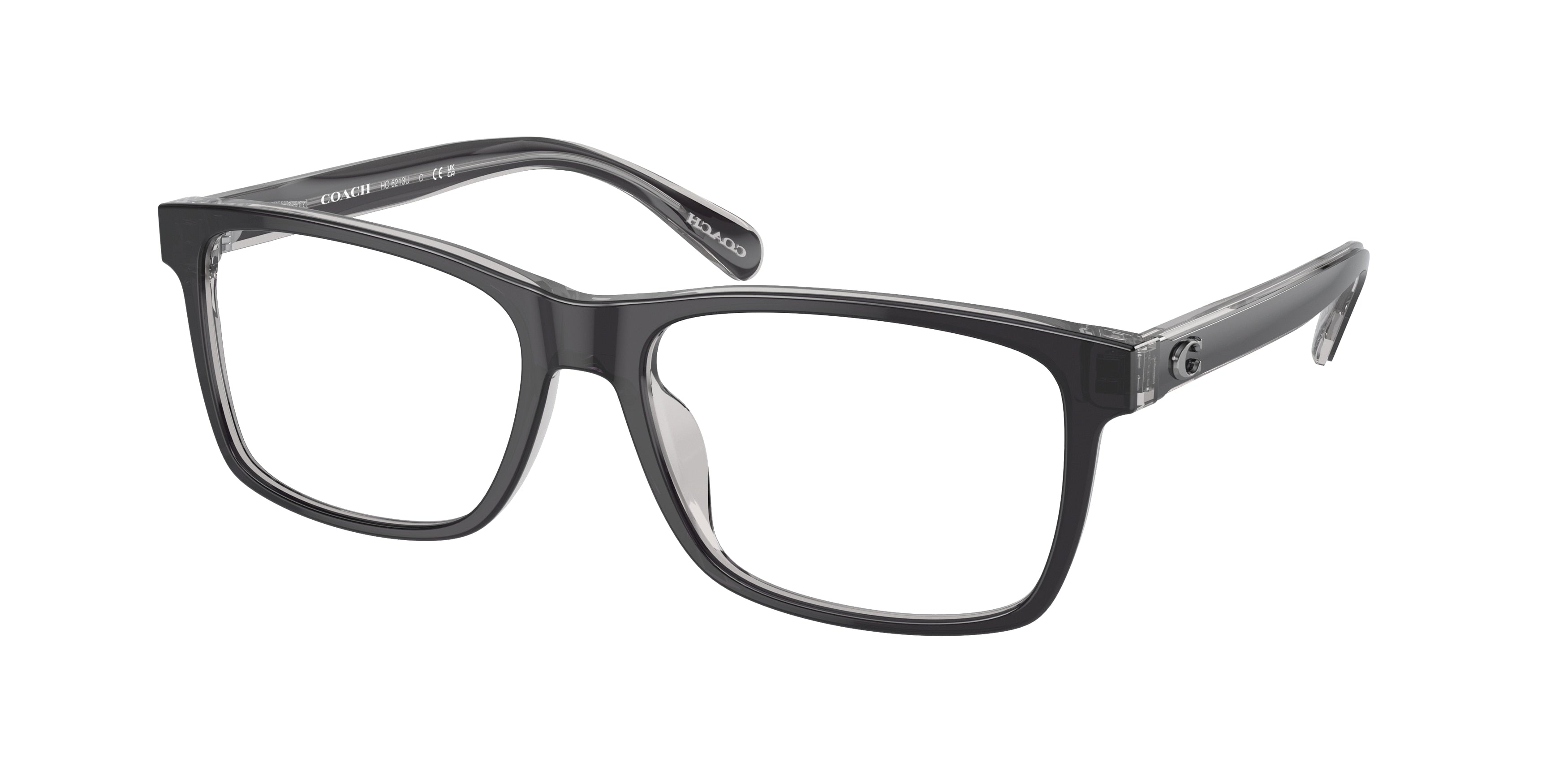 Coach HC6213U Rectangle Eyeglasses  5745-Black/Transparent Grey 57-145-17 - Color Map Black