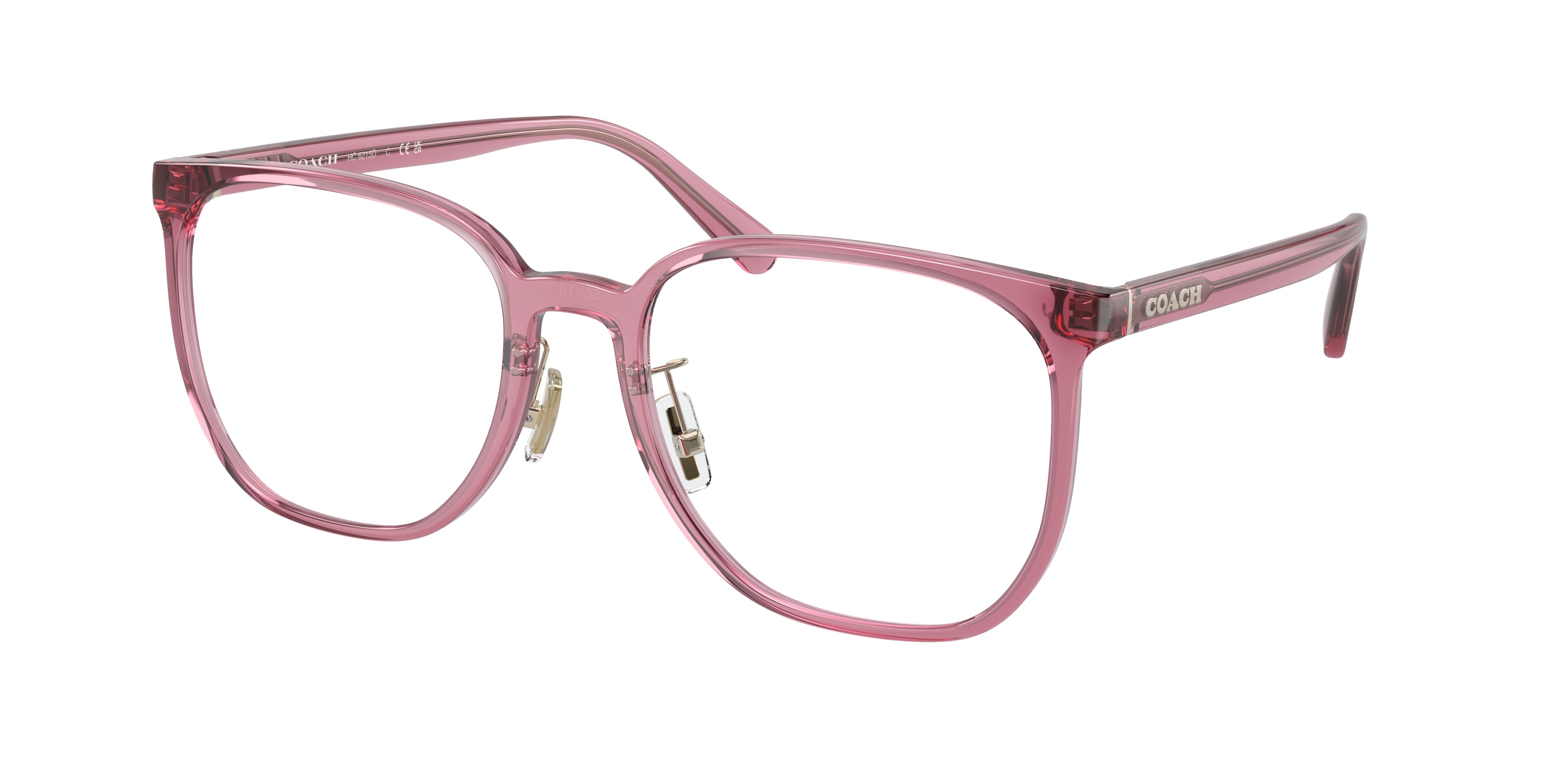 Coach HC6215D Square Eyeglasses  5752-Transparent Rose 56-145-19 - Color Map Pink