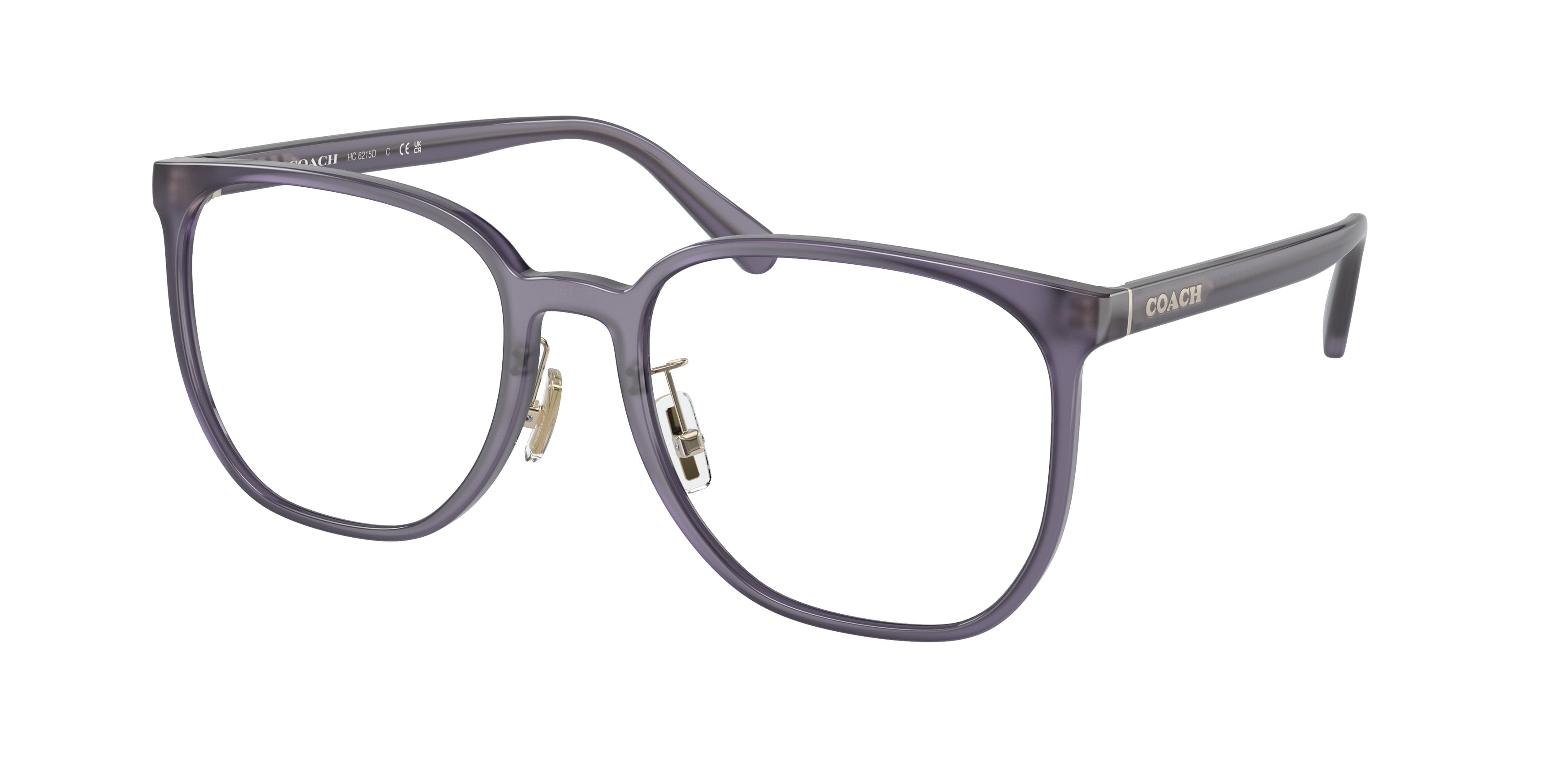 Coach HC6215D Square Eyeglasses  5753-Transparent Violet 56-145-19 - Color Map Violet